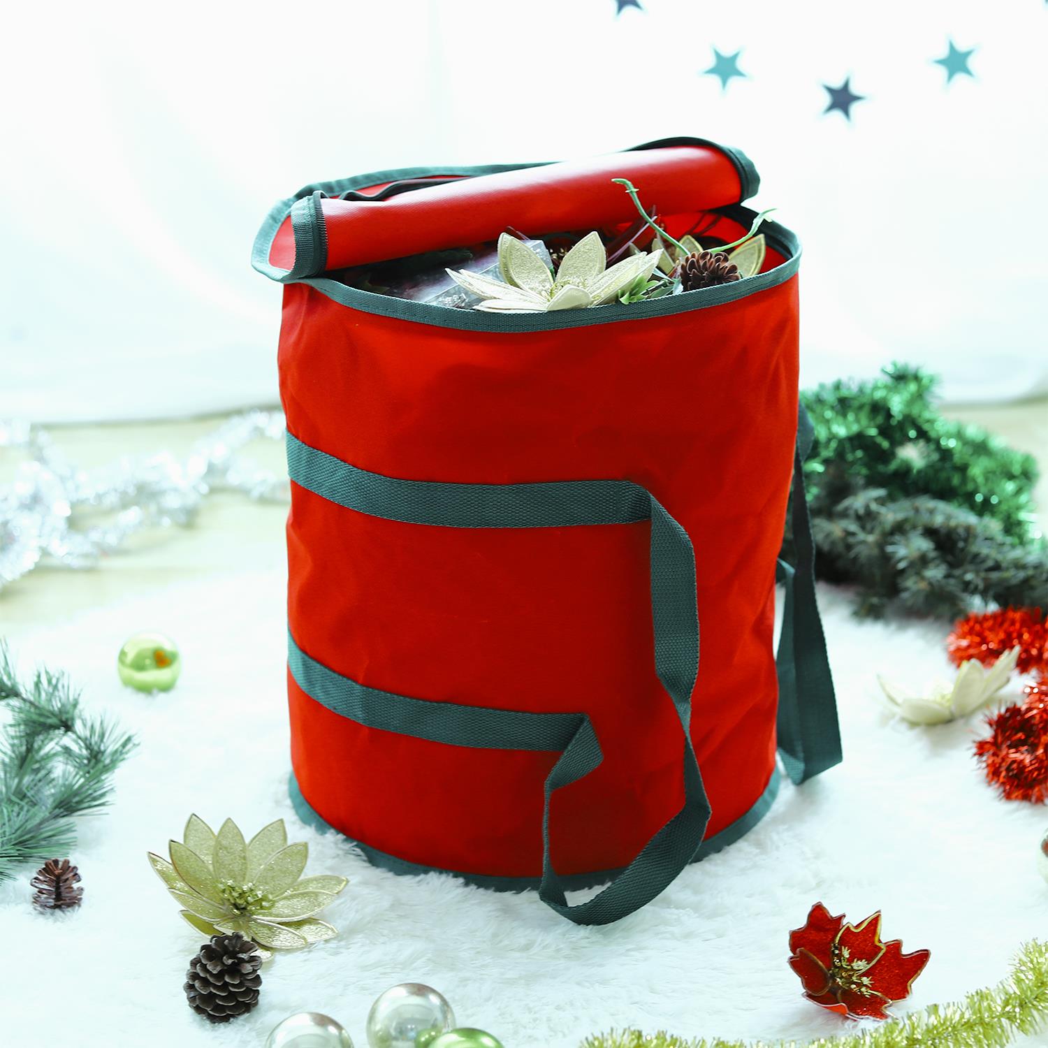 Vinsani Christmas Lights Storage Bag, Waterproof Dustproof Red Oxford Fabric, 38 x 32 x 32 cm