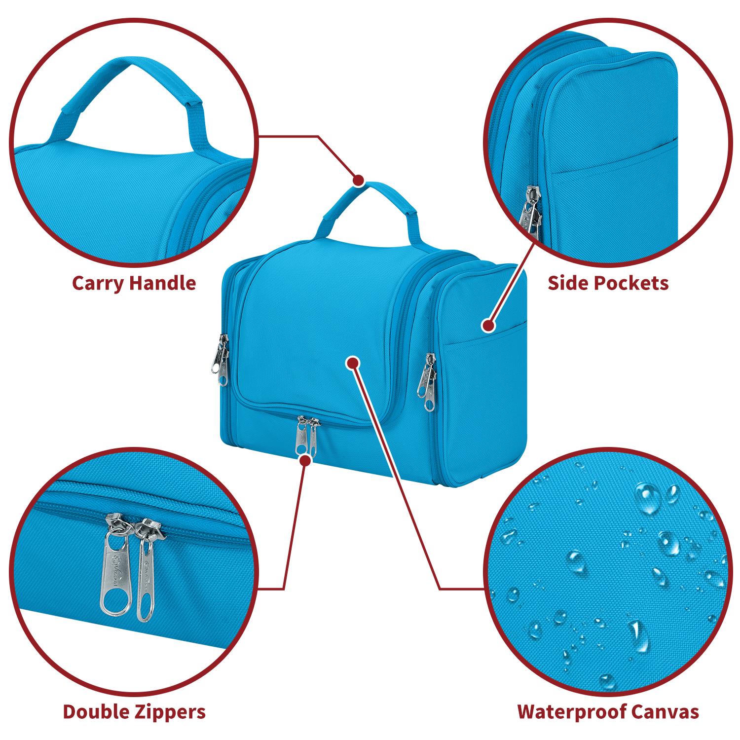 Vinsani Toiletry Bag with Handle, Hook and Multiple Compartments