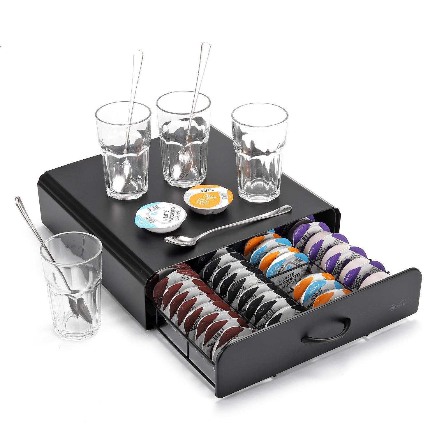 Vinsani Sliding T-Disc Coffee Pod Drawer Storage Holder for up to 64 Tassimo Capsules