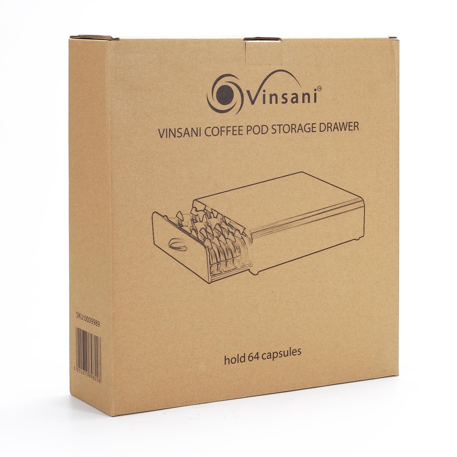 Vinsani Sliding T-Disc Coffee Pod Drawer Storage Holder for up to 64 Tassimo Capsules