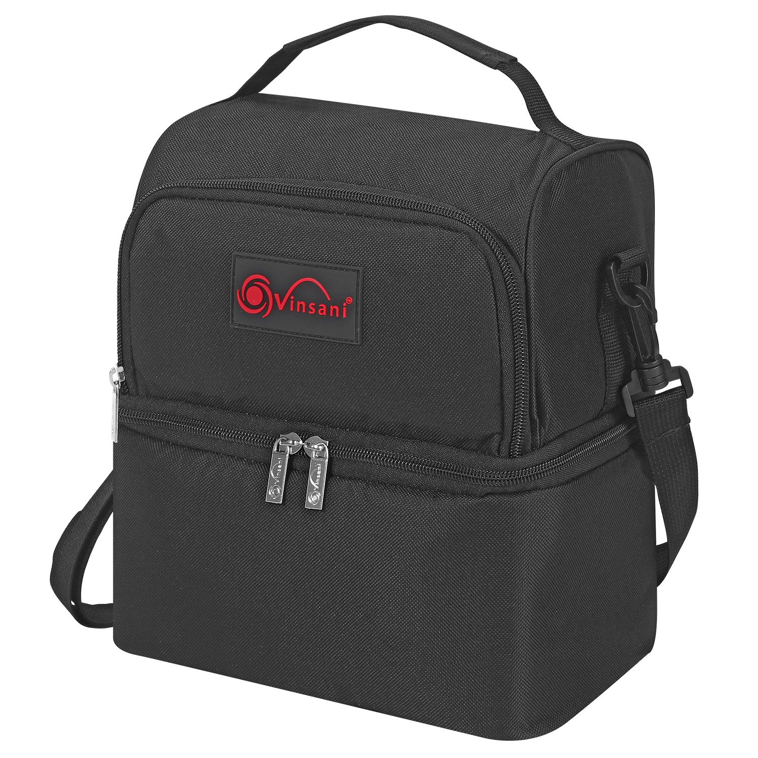 Vinsani 7L Dual Compartment Lunch Cooler Bag, Insulated Cooler Bag with Handle and Shoulder Strap, Water-Resistant, Leak-Proof Lining
