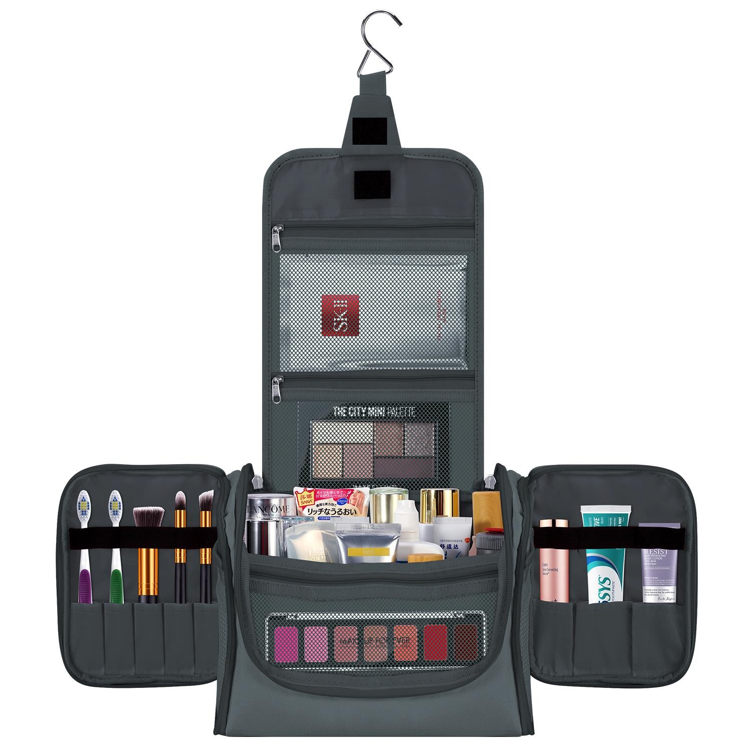 Vinsani Toiletry Bag with Hook, Multiple Compartments and Mesh Pockets