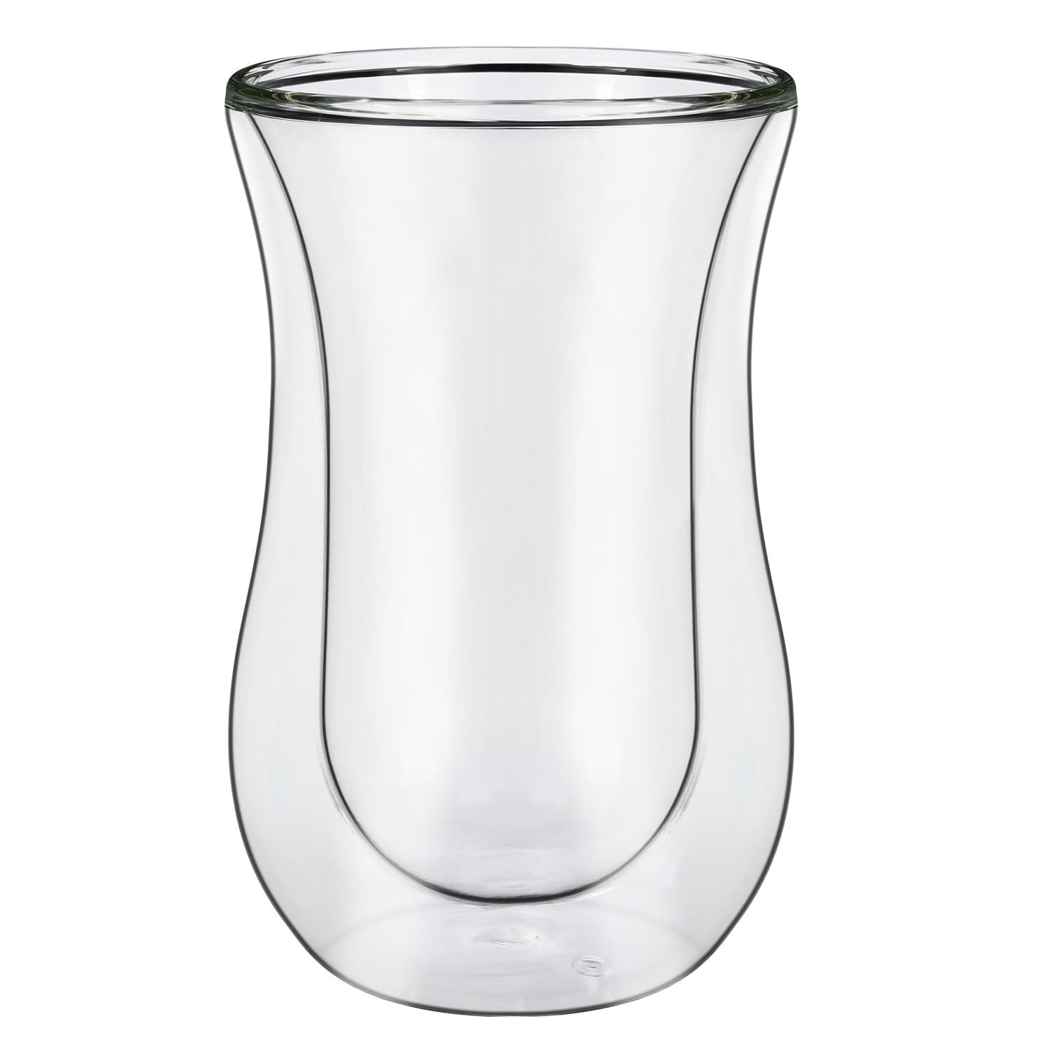 Vinsani Curve Double Walled Glasses Set of 2, 300ml Transparent Borosilicate Glass Cups for Hot and Cold Drinks