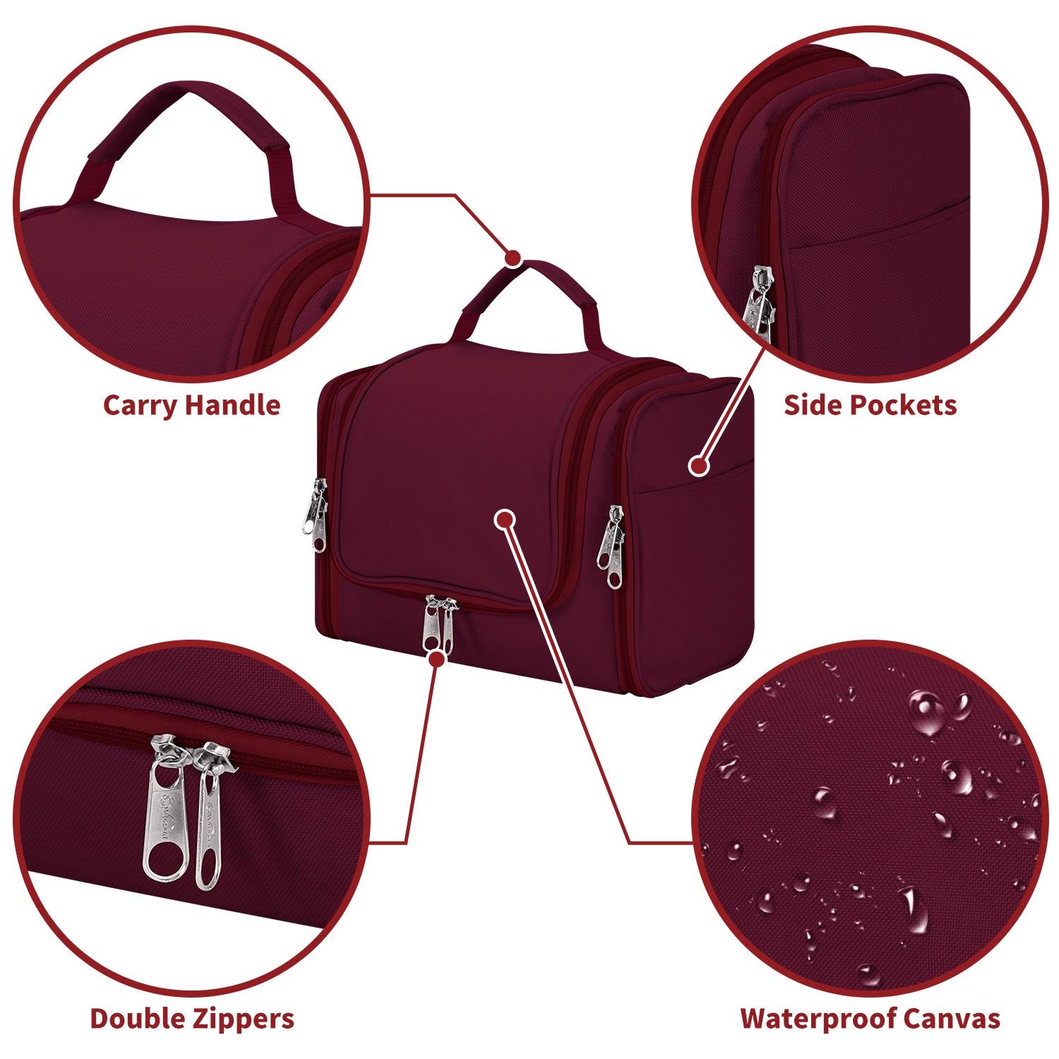 Vinsani Toiletry Bag with Hook, Multiple Compartments and Mesh Pockets