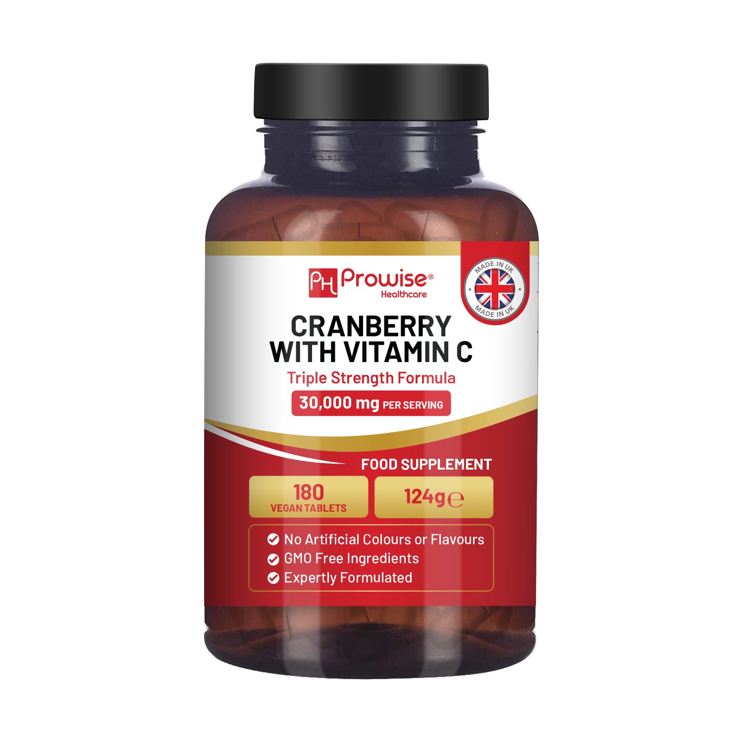 Prowise Triple Strength Cranberry 30,000mg + Vitamin C Vegan Tablets
