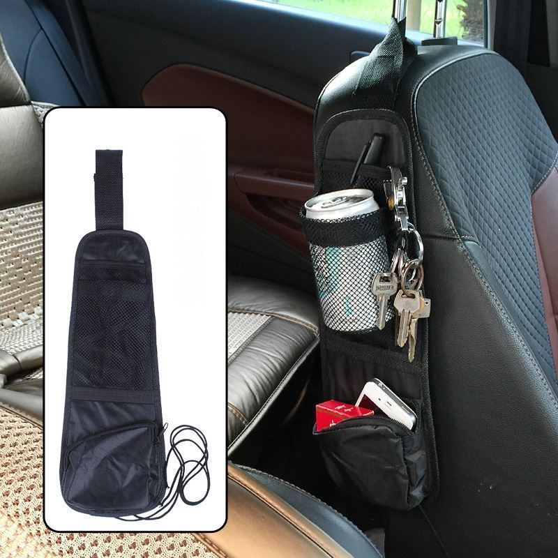 Vinsani Car Multi Side Pocket Seat Storage Organiser with 2 Mesh Pockets and Zip Pouch - Black