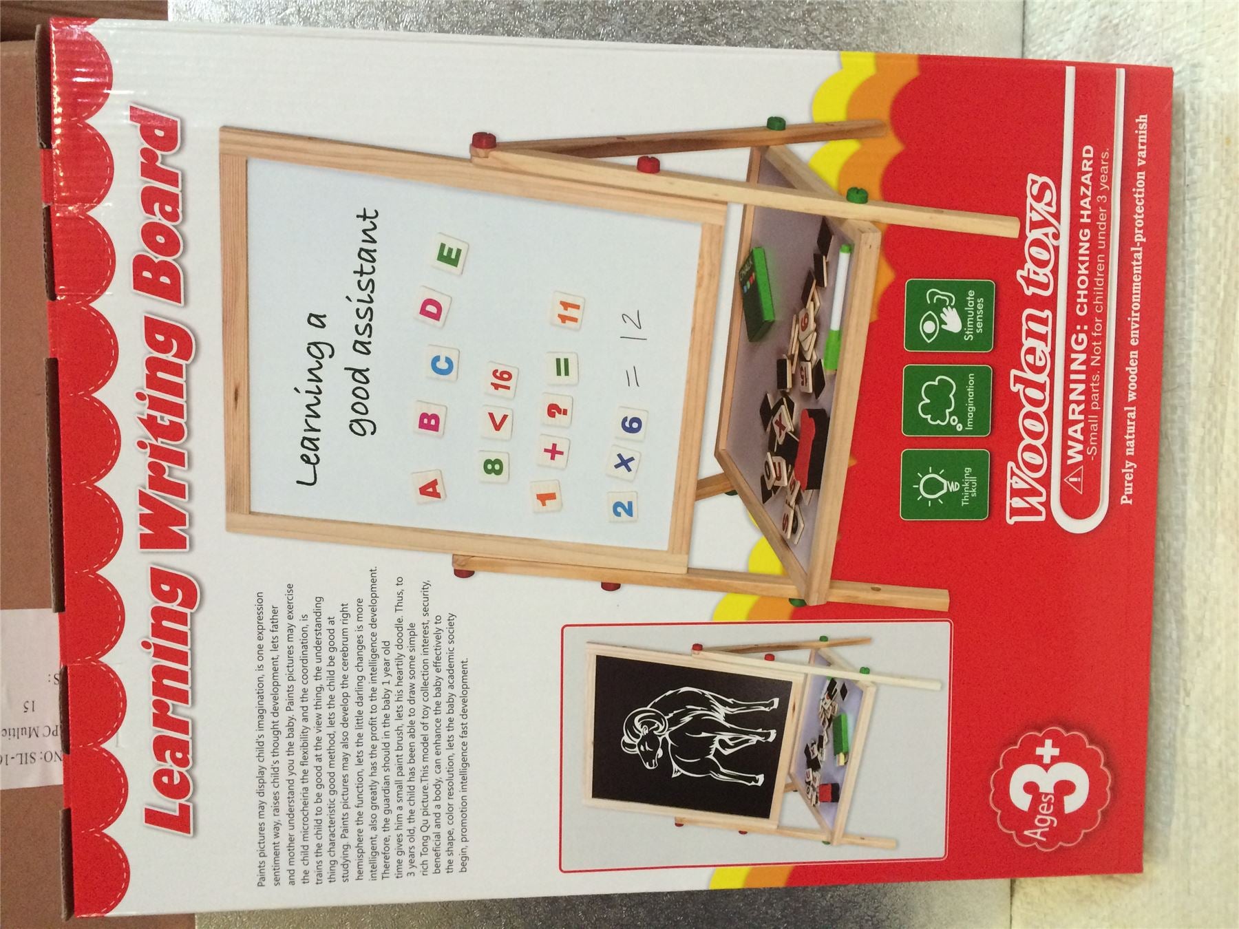 Wooden Double Sided Children’s Easel 69cm Whiteboard and Blackboard Drawing Board