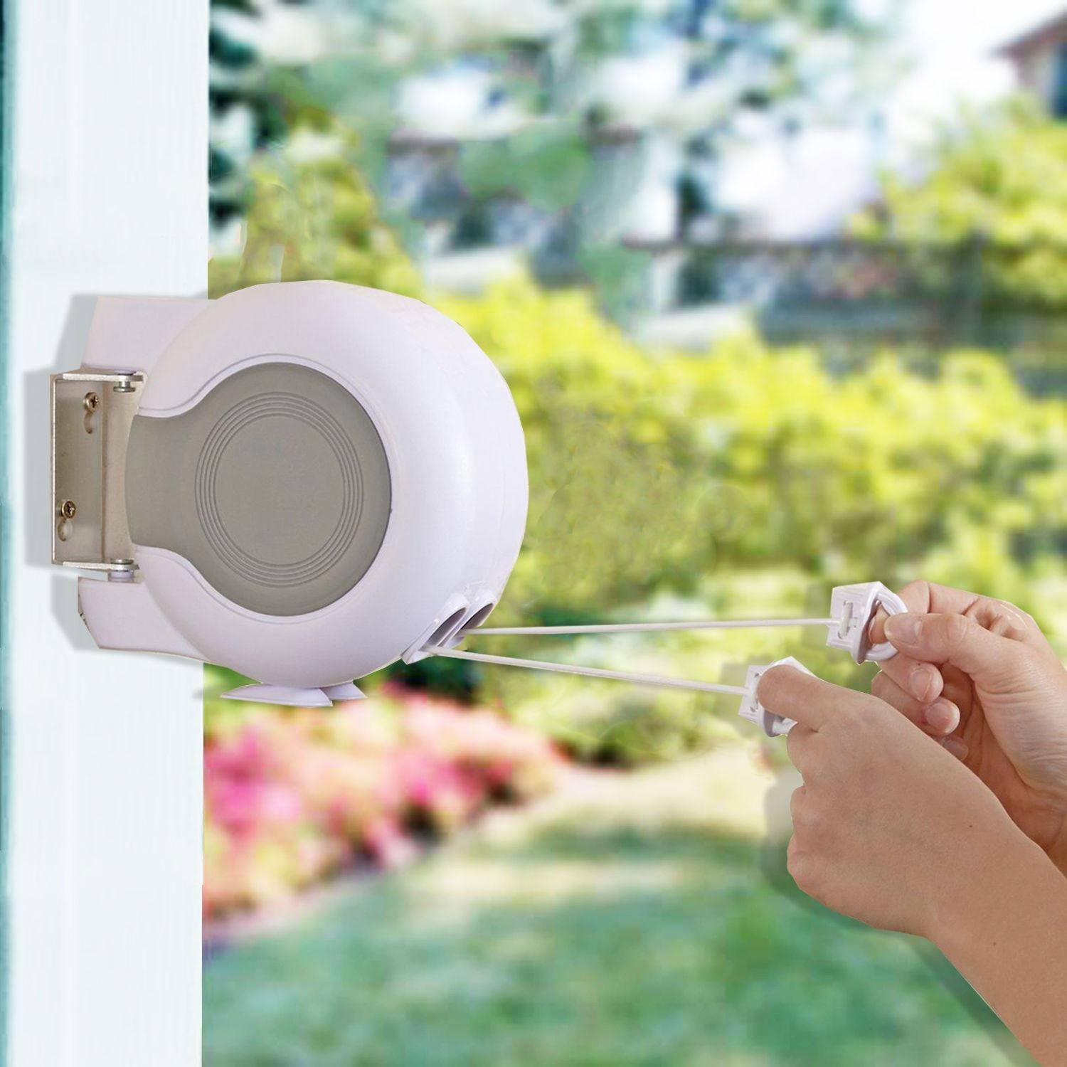 26m Double Retractable Washing Line - White