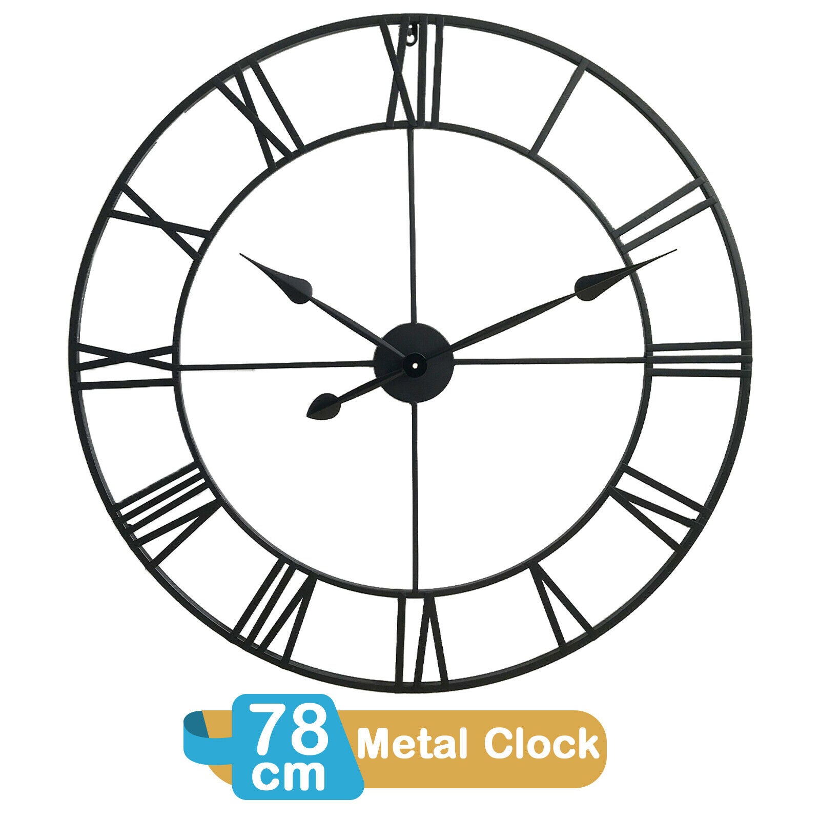 78cm Roman Metal Wall Clock with Open Back Design