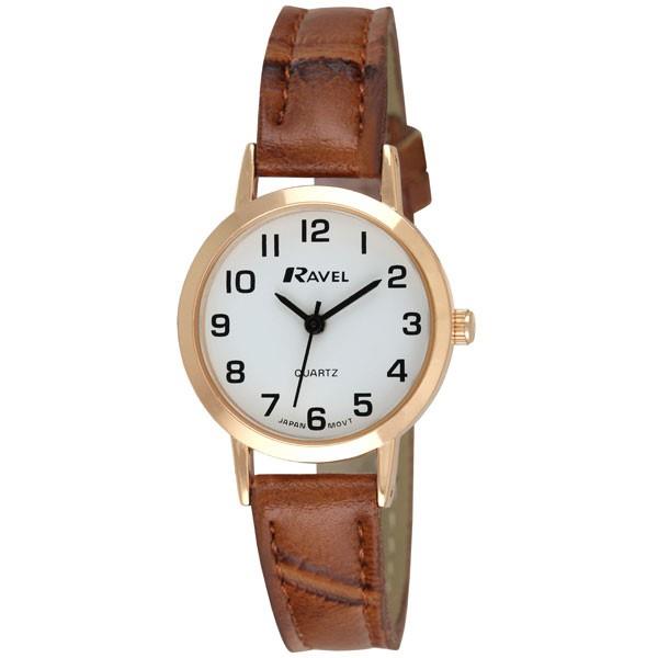Ravel Ladies Classic Brown & Gold Strap Watch