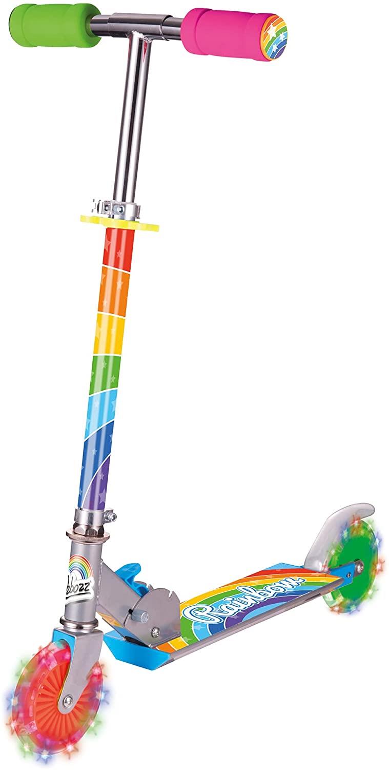 Ozbozz Rainbow Folding Scooter with Flashing Wheels