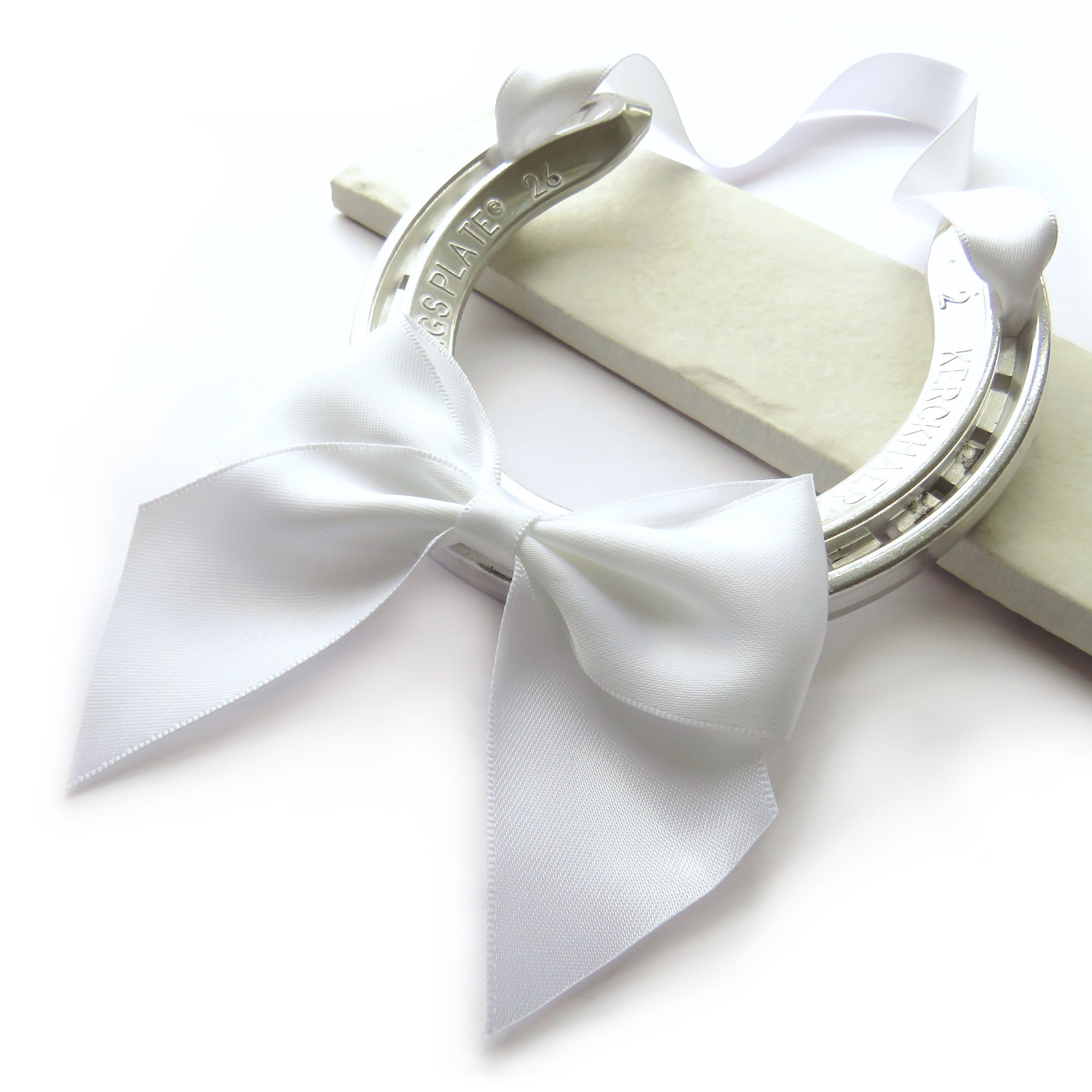Handmade Wedding Horseshoe Gift with White Satin Ribbon