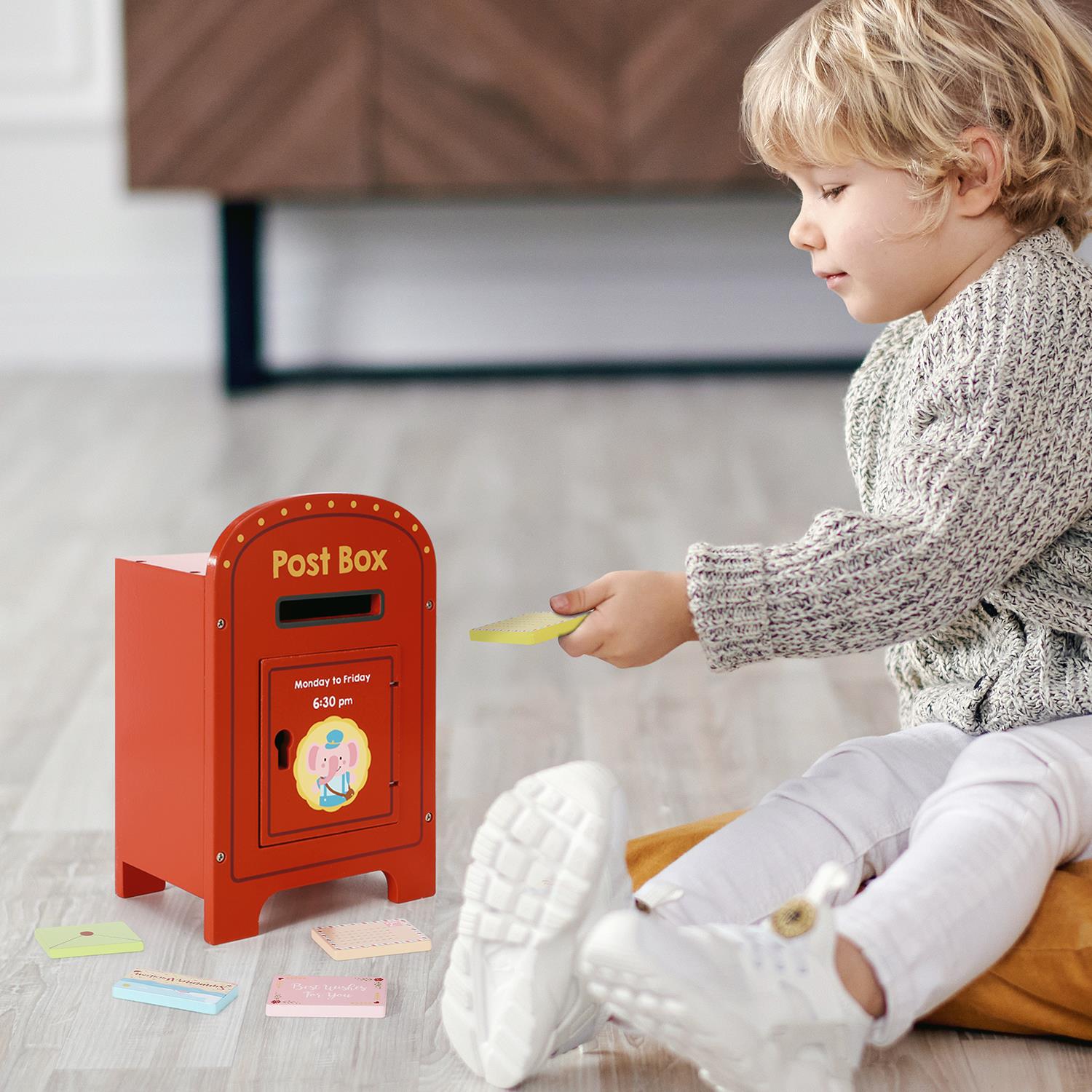 SOKA Play Imagine Learn Wooden Elephant Post Box Pretend Play Toy
