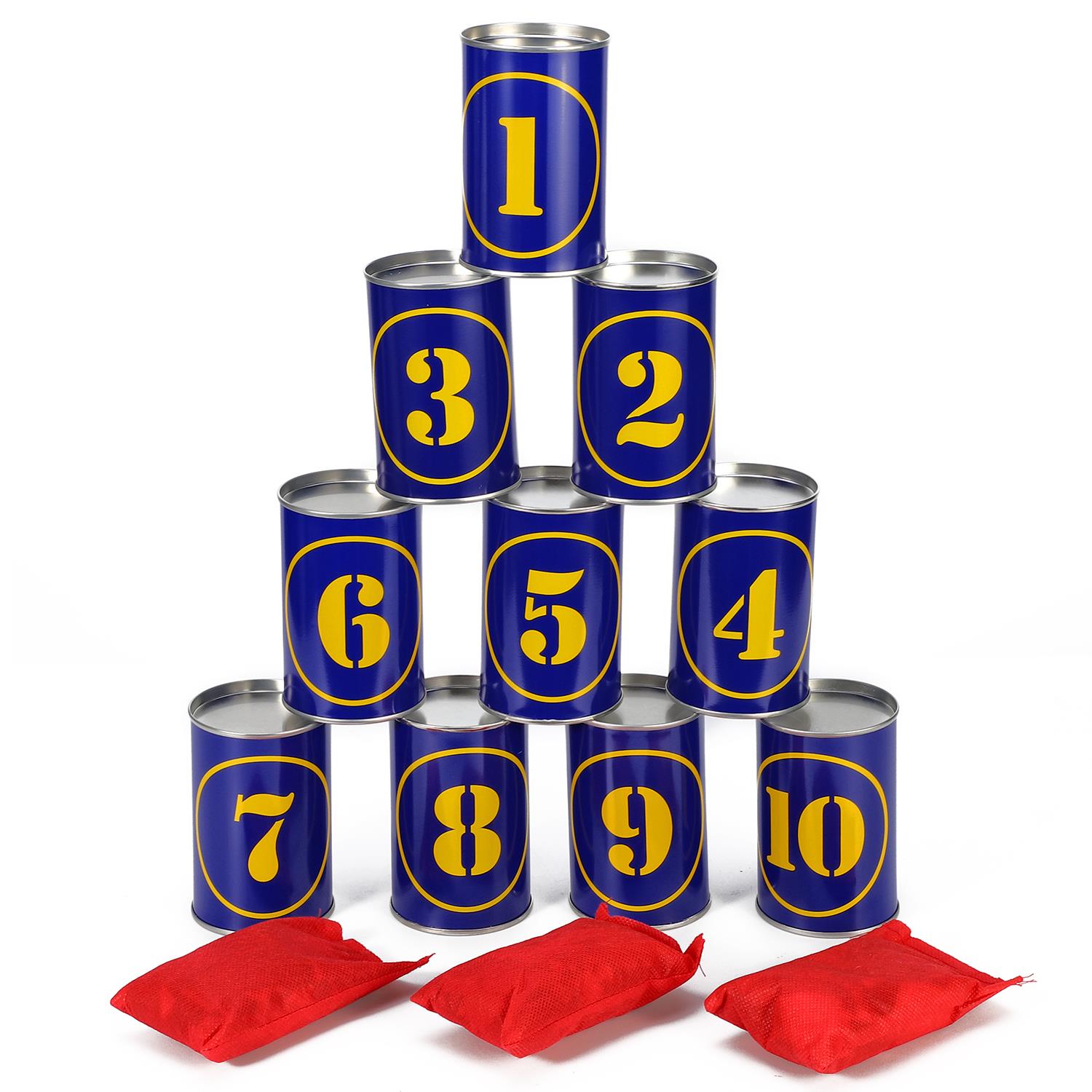 SOKA Tin Can Alley Game with Beanbags, Indoor and Outdoor Carnival Toss Game for Kids and Family, Ages 5+
