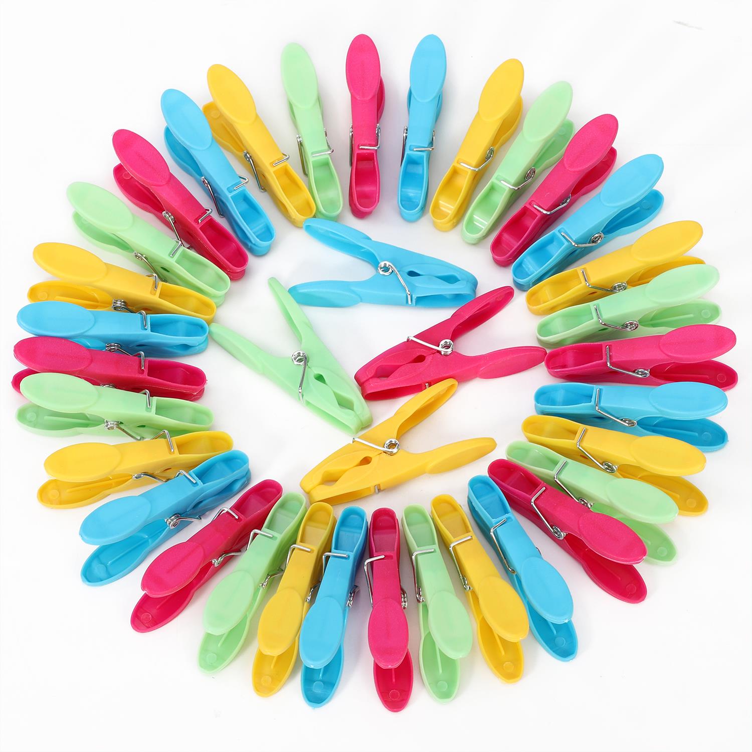 Vinsani 36 Piece Plastic Clothes Peg Set with Basket, Multicoloured, Strong Grip