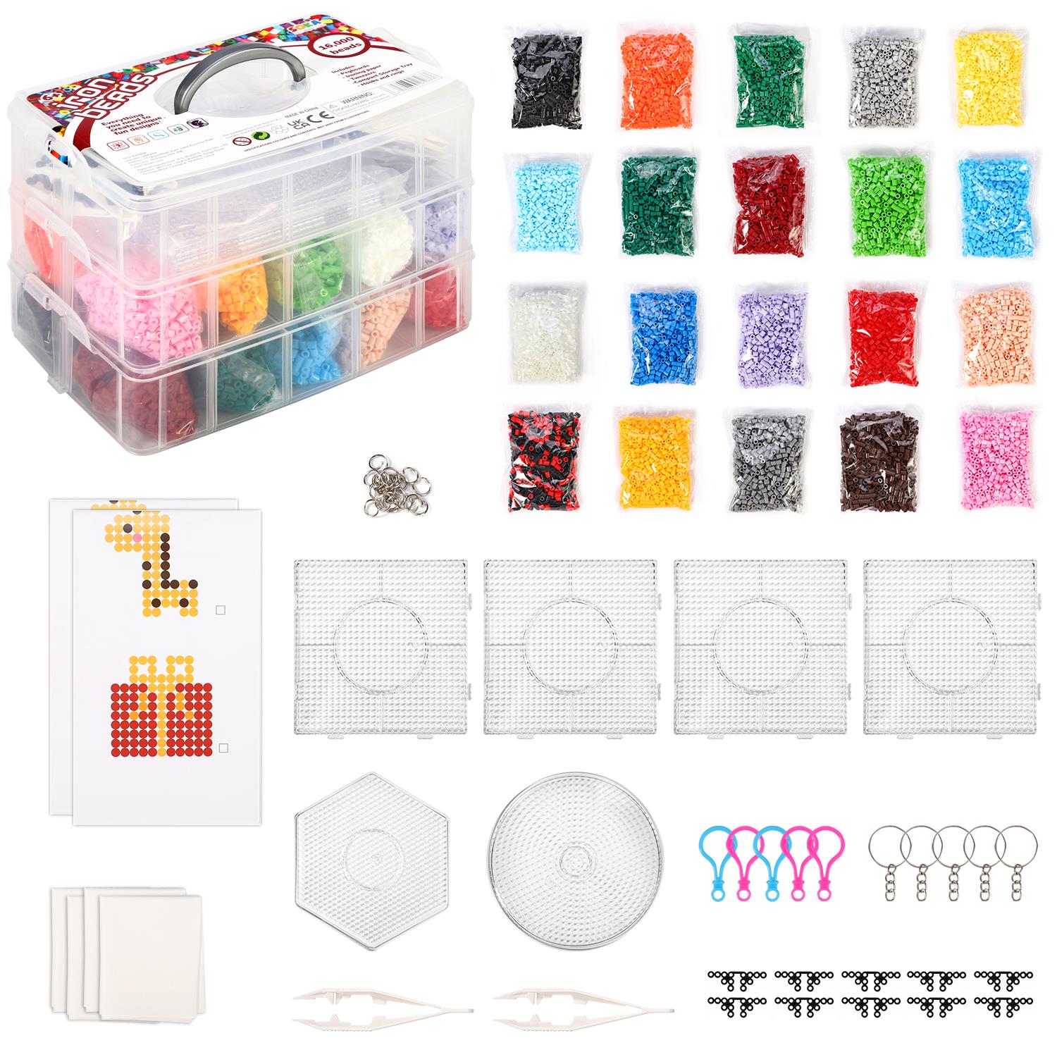 SOKA Play Imagine Learn 16000 Coloured Iron Bead Deluxe Set, Kids Craft Kit with Pegboards, Tweezers, Storage Box and Accessories, Ages 6+
