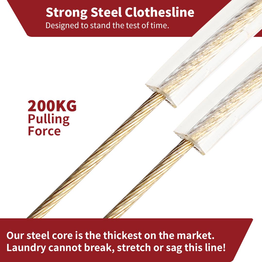 Vinsani 50m Heavy Duty Washing Line Rope, Steel Core PVC Clothesline