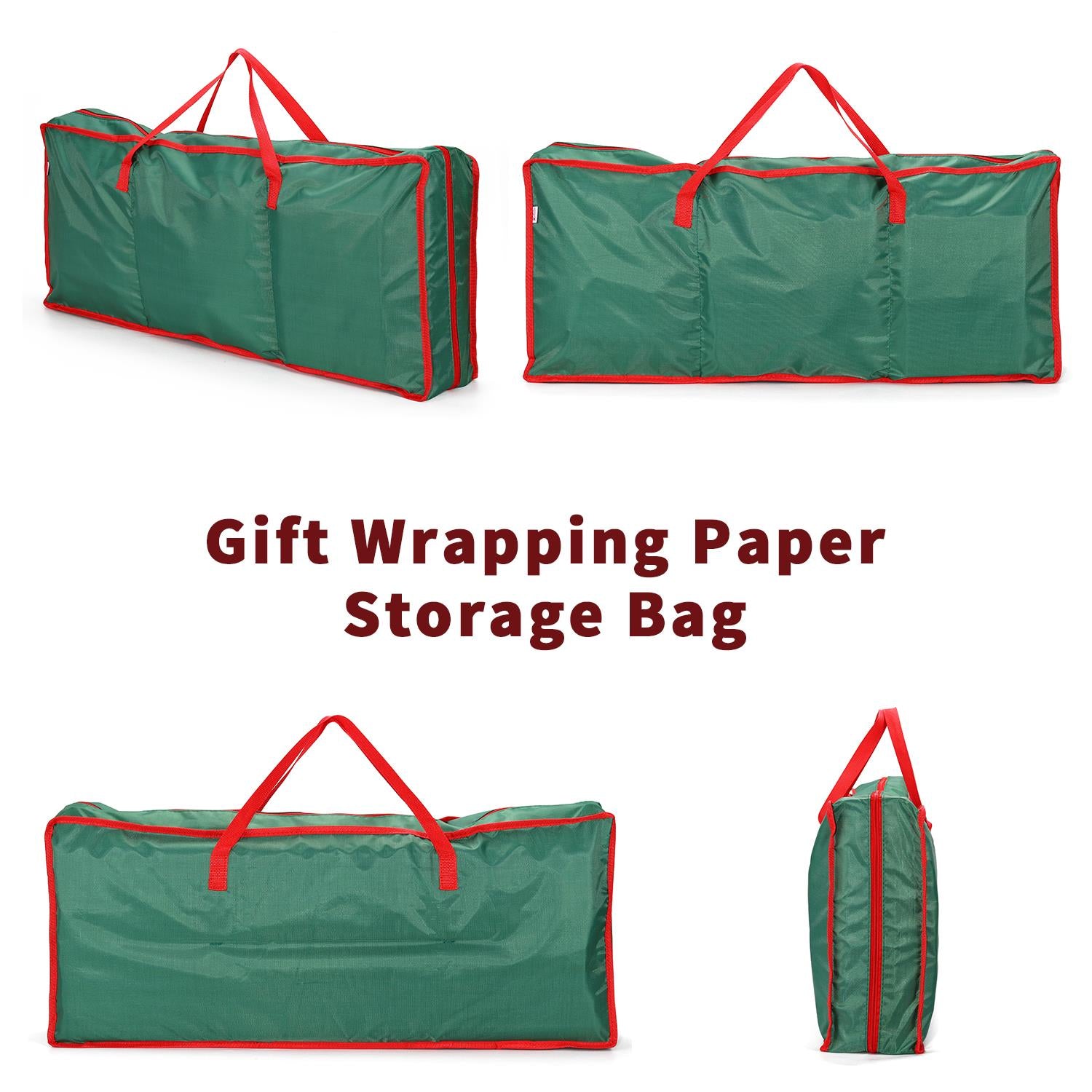 Vinsani Christmas Gift Wrap Fabric Storage Bag, Wrapping Paper Organizer with Adjustable Straps and Zip Closure