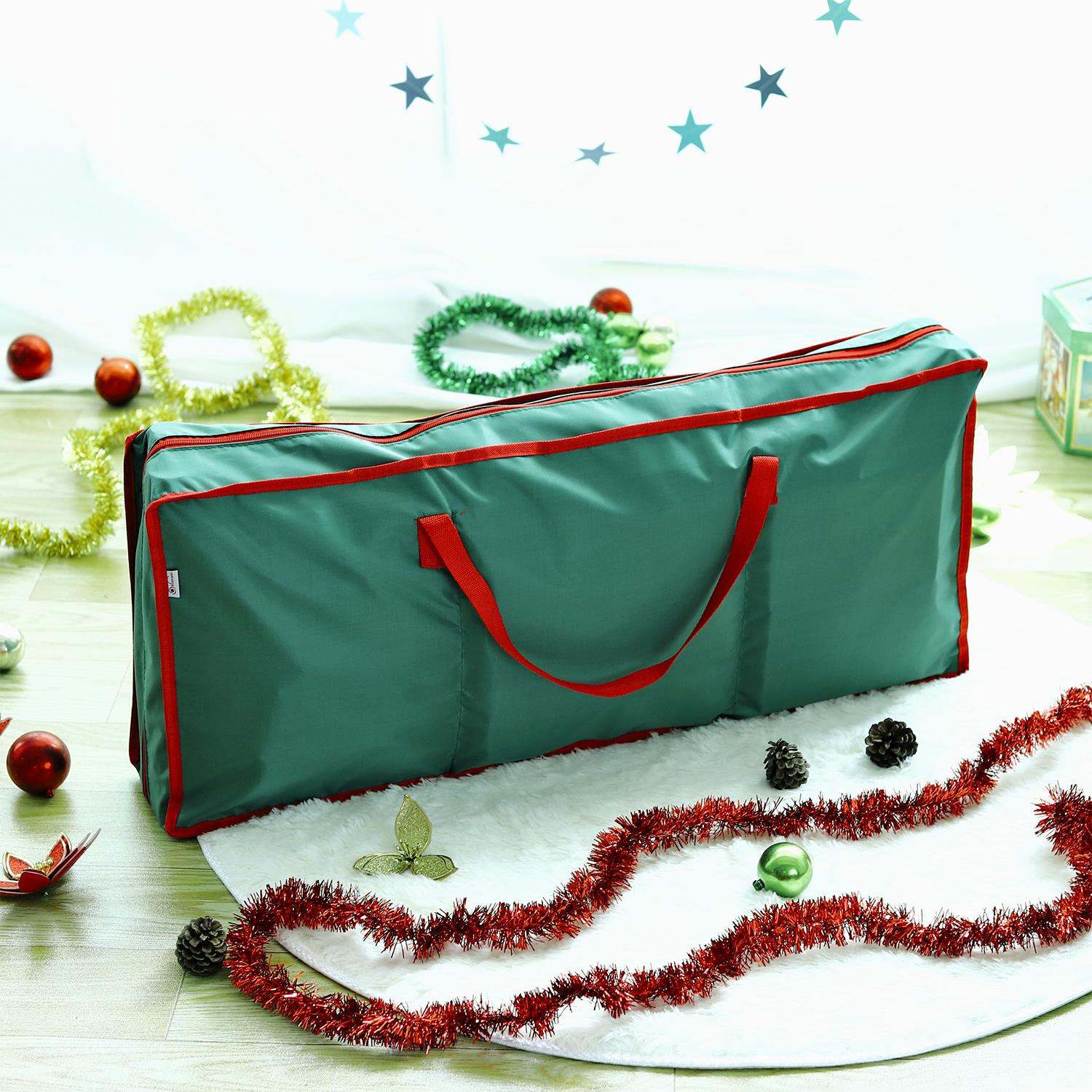 Vinsani Christmas Gift Wrap Fabric Storage Bag, Wrapping Paper Organizer with Adjustable Straps and Zip Closure
