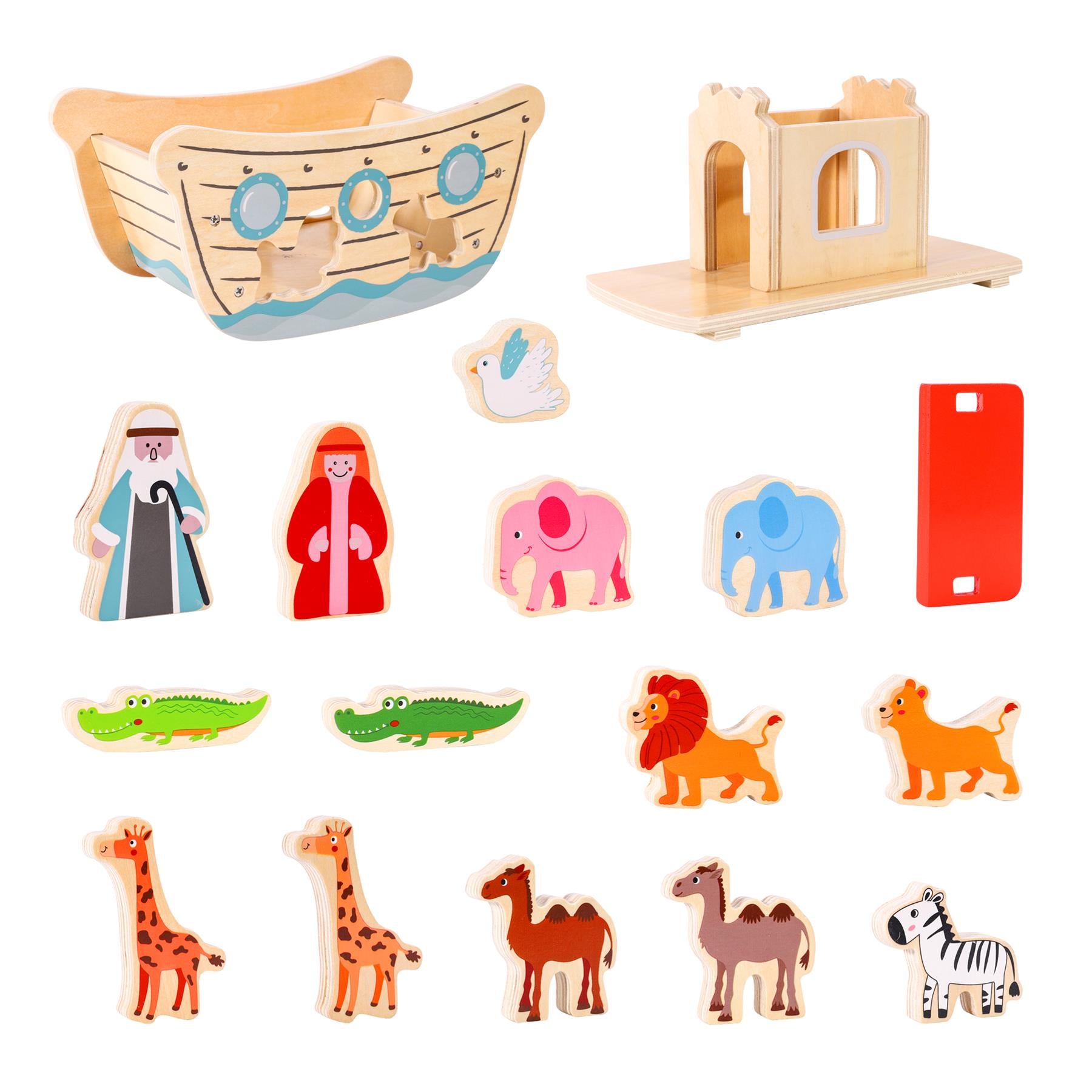 SOKA Wooden Noah’s Ark Playset with 13 Animals