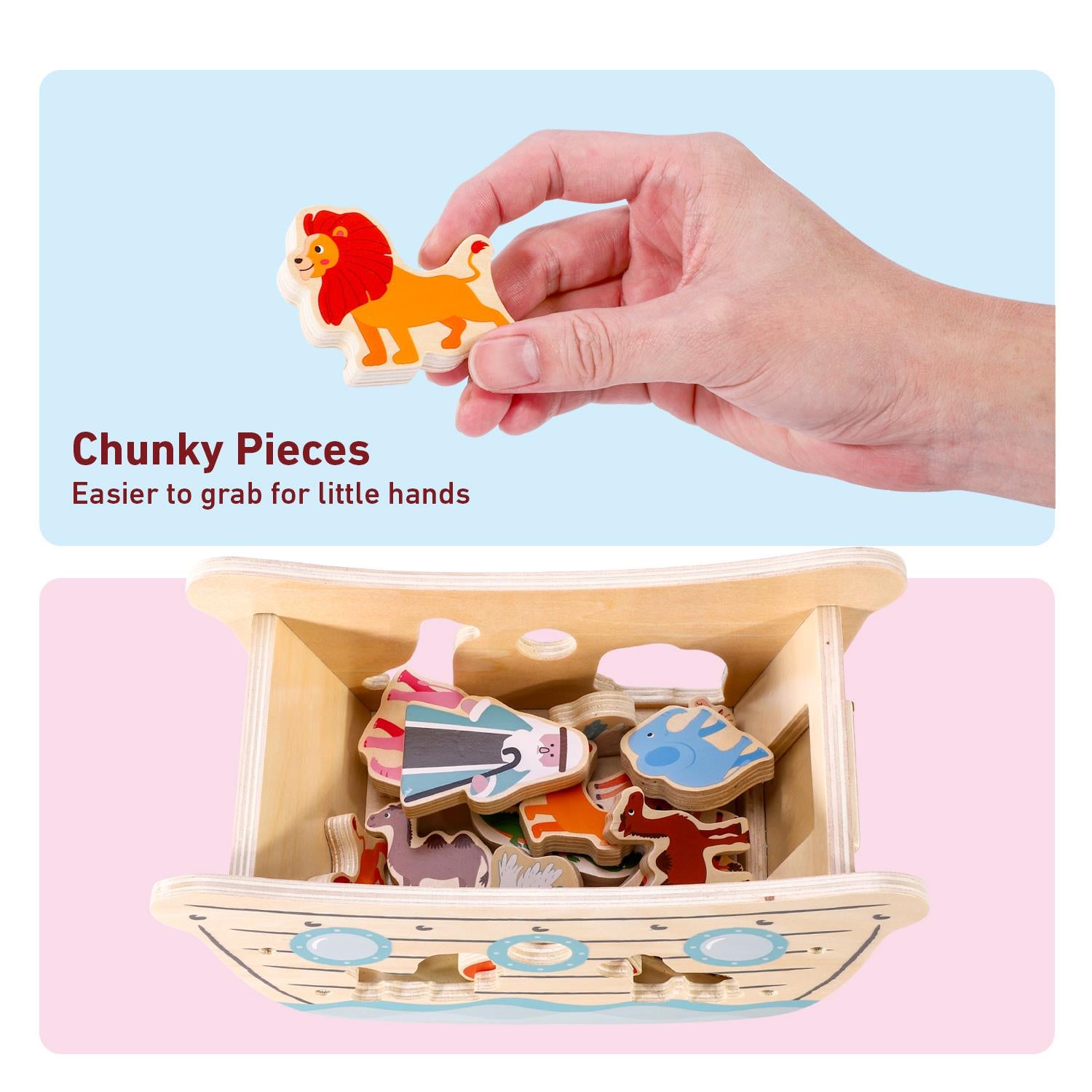 SOKA Wooden Noah’s Ark Playset with 13 Animals