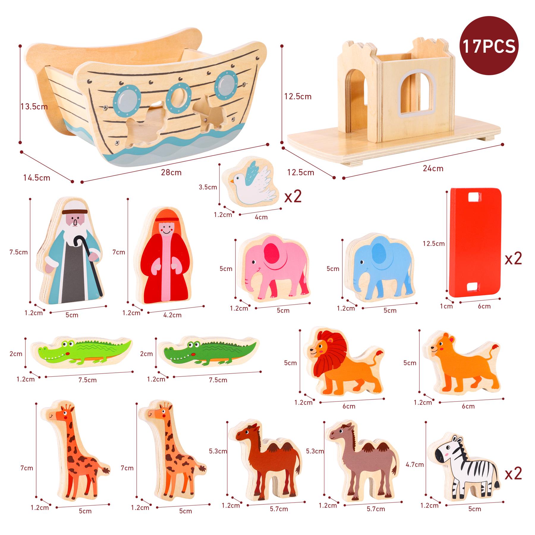 SOKA Wooden Noah’s Ark Playset with 13 Animals