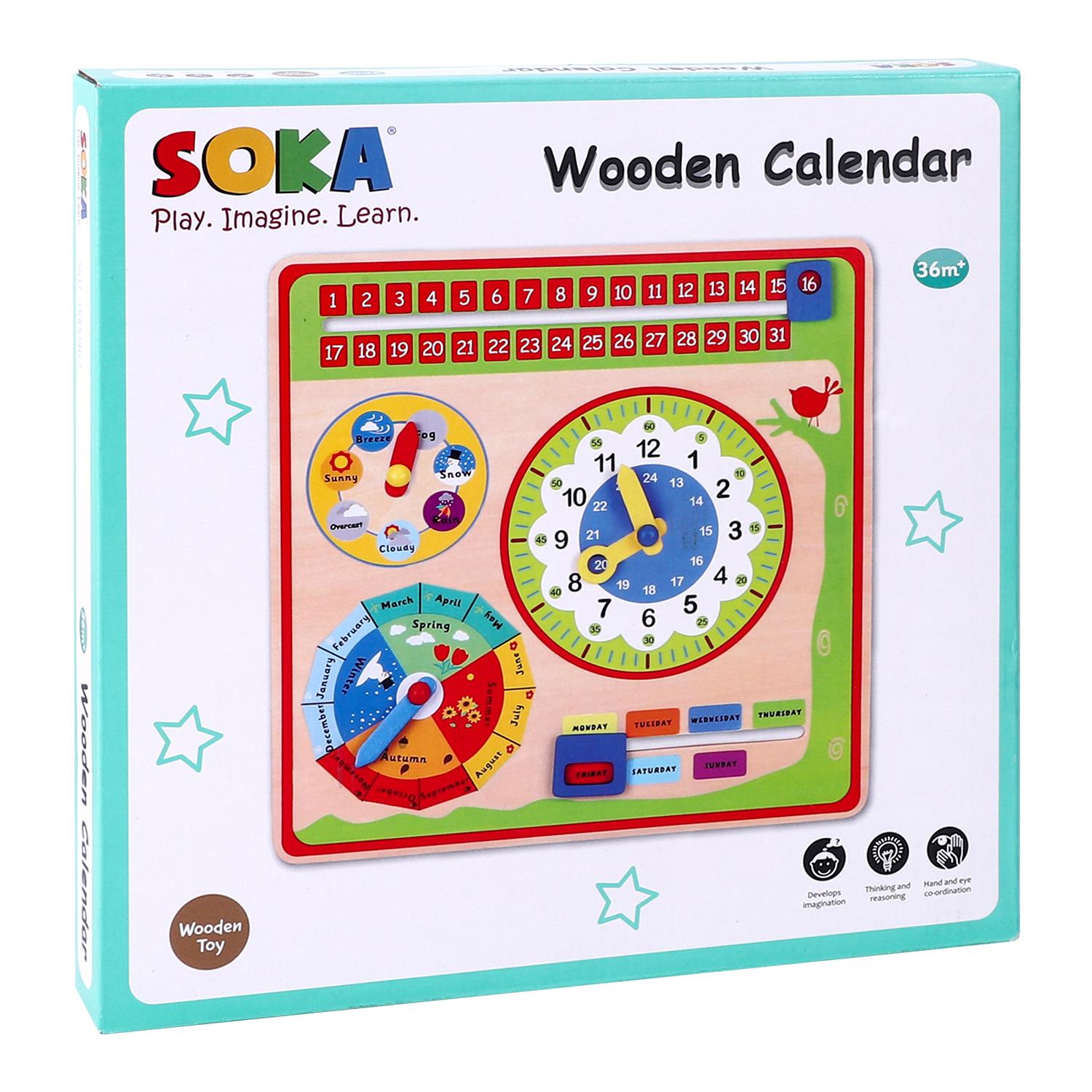 SOKA Wooden Educational Kids Wall Calendar