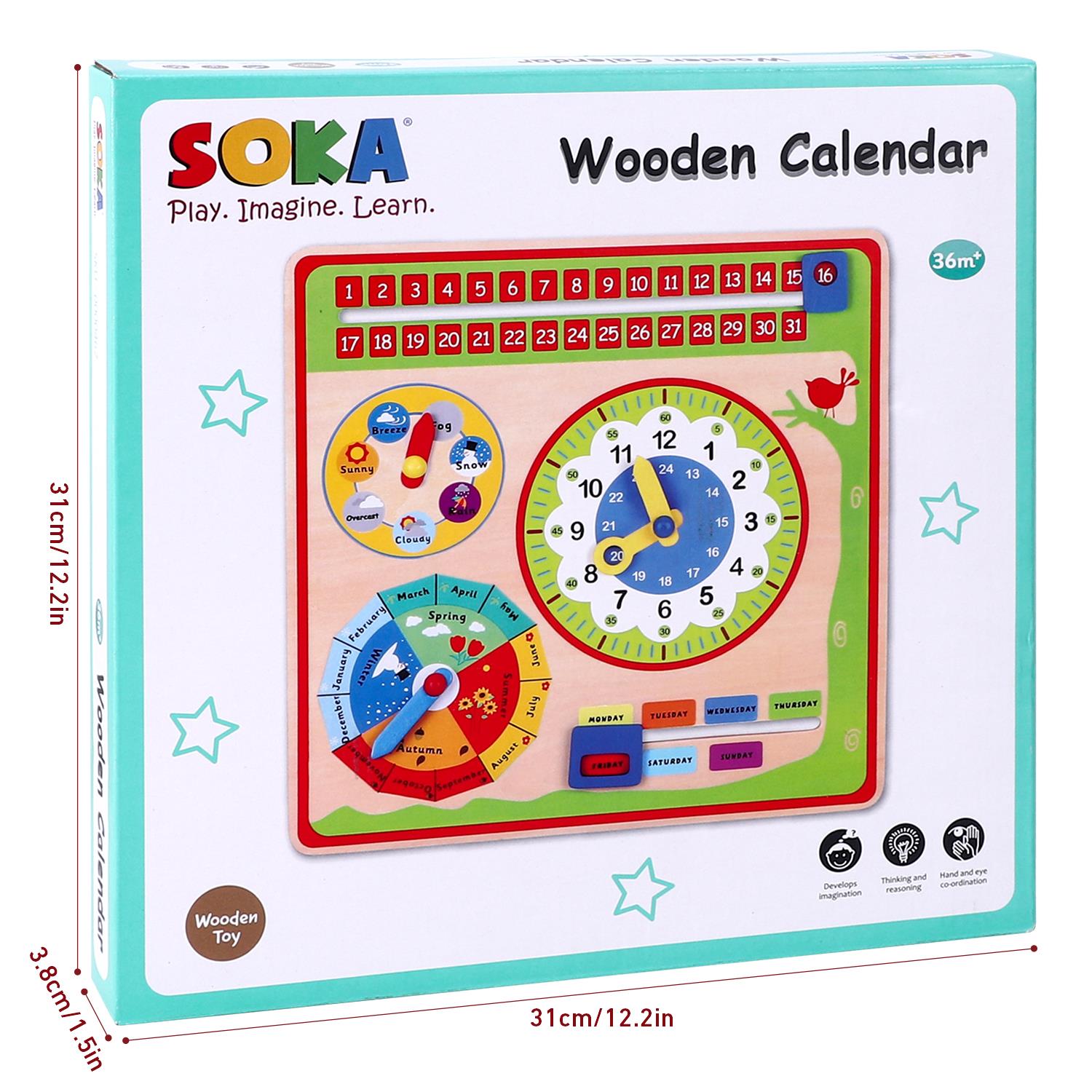 SOKA Wooden Educational Kids Wall Calendar