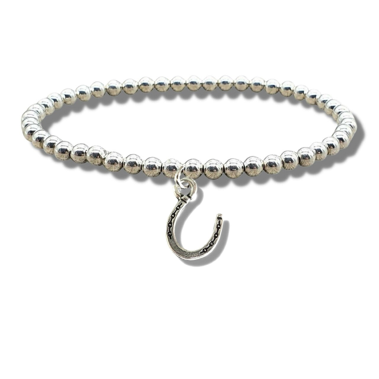 Silver Horseshoe Beaded Bracelet