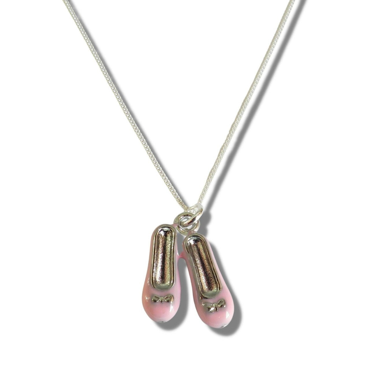 Girls Silver Ballet Shoes Necklace
