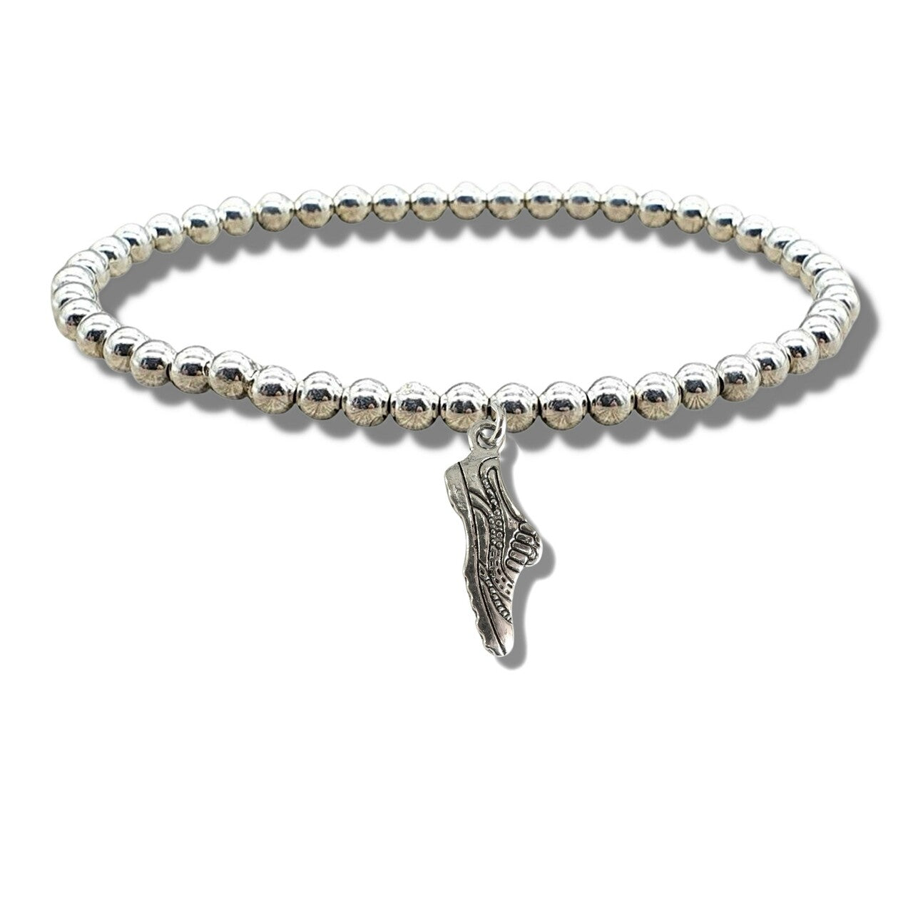 Silver Beaded Running Shoe Bracelet