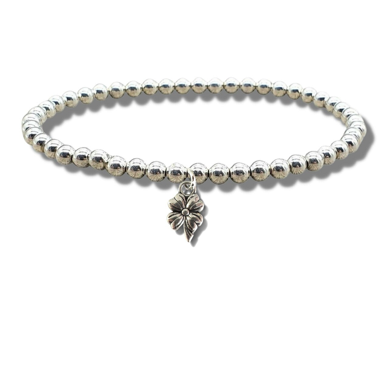 Silver Beaded Flower Bracelet