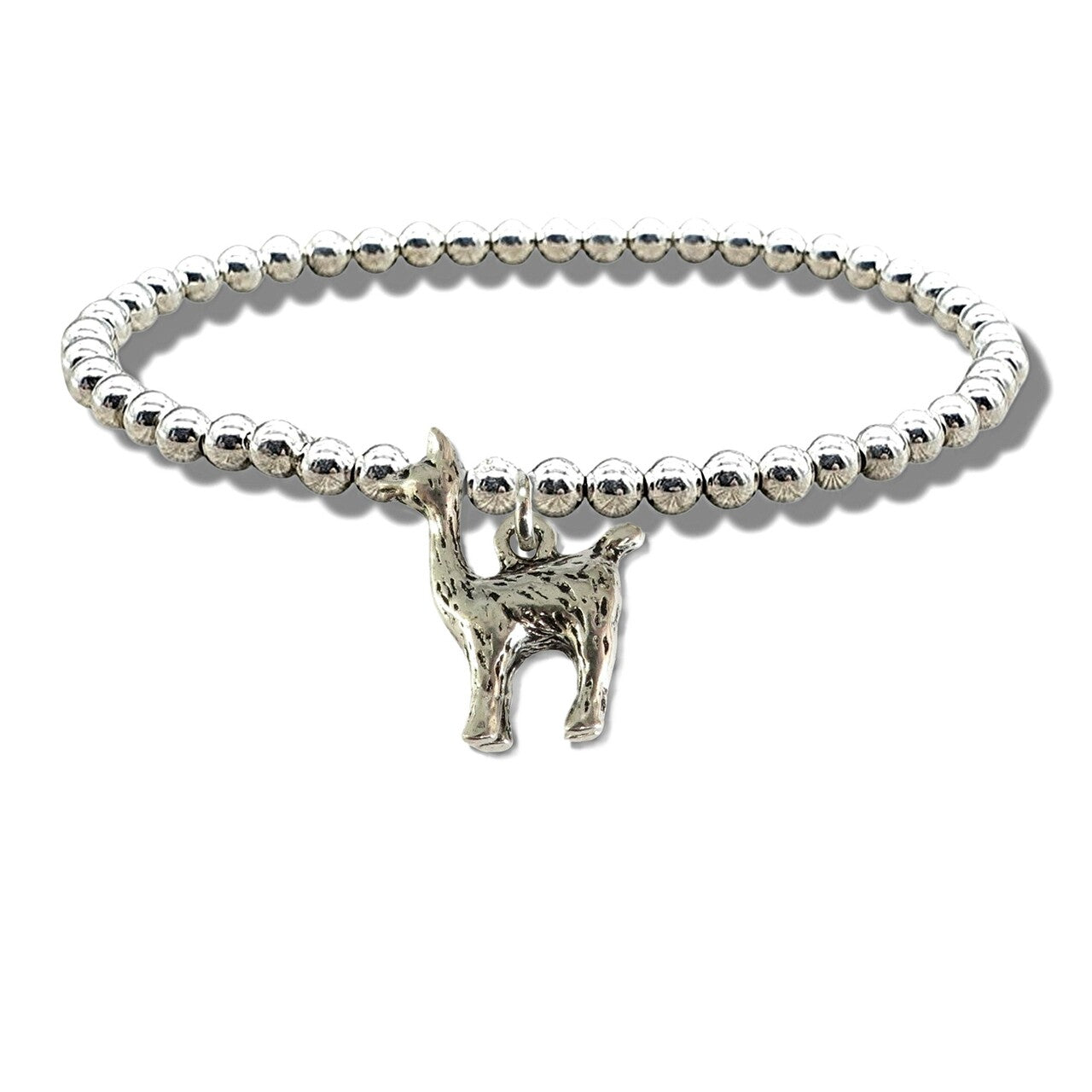 Silver Beaded Llama Bracelet