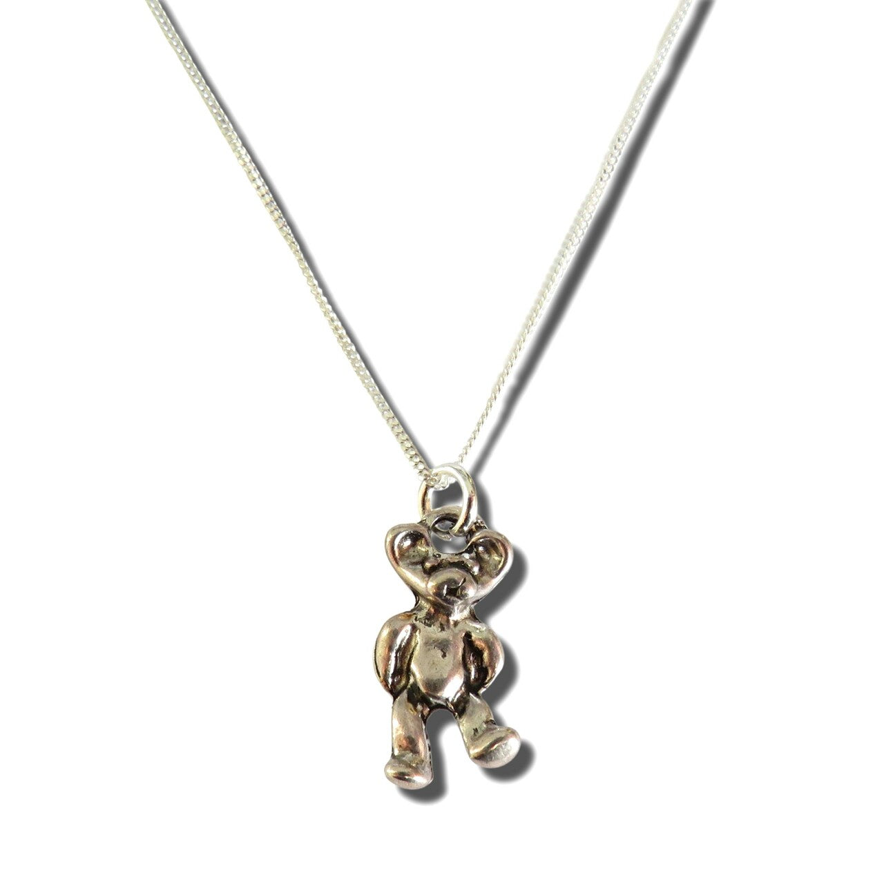 Girls Silver Teddy Necklace