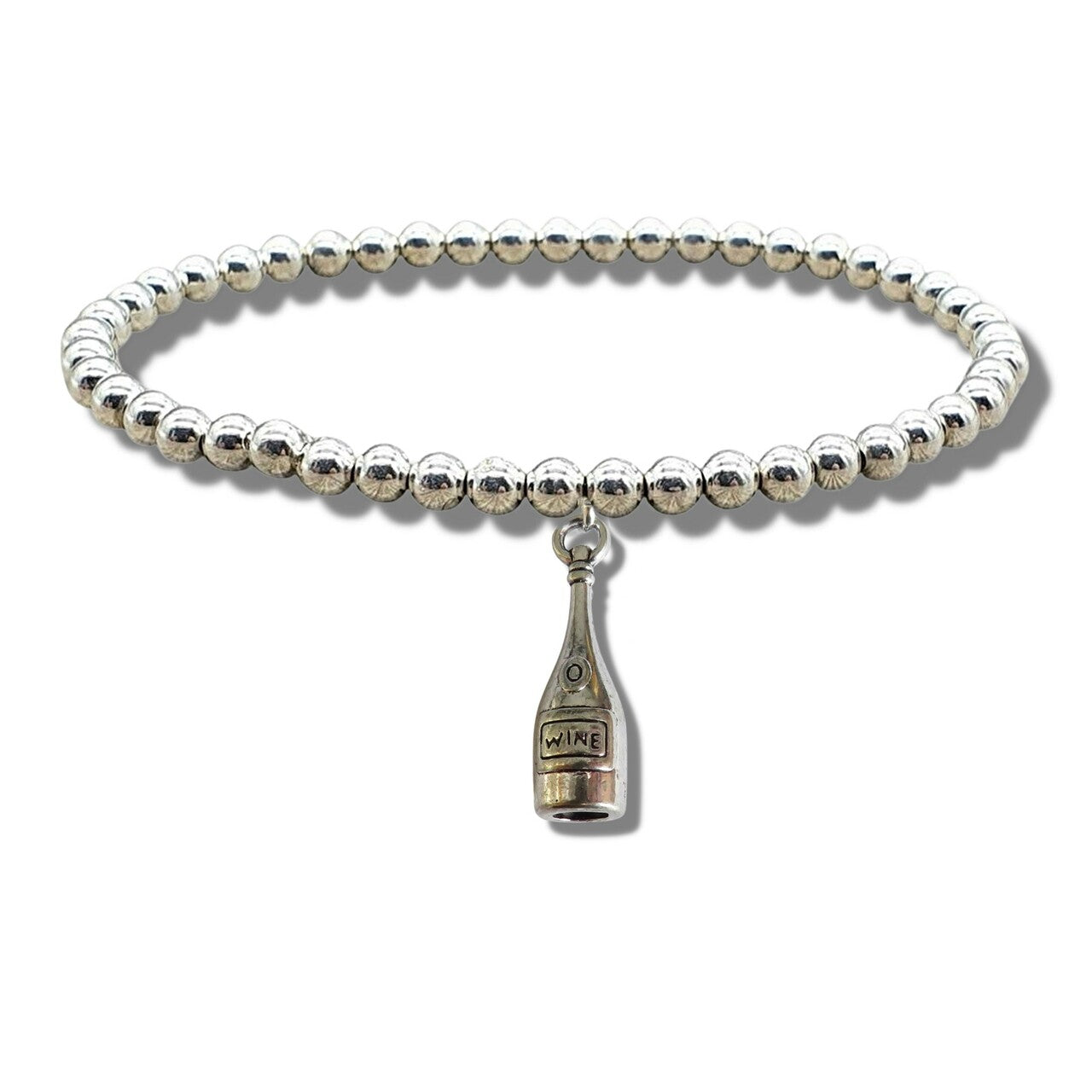 Silver Beaded Wine Bottle Bracelet