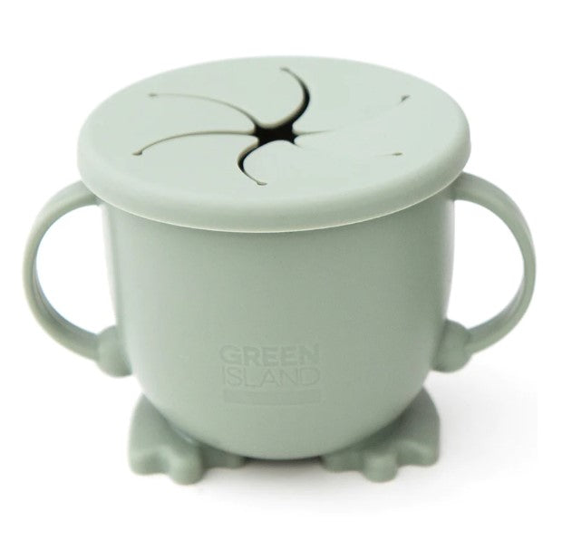 Baby weaning snack cup in green