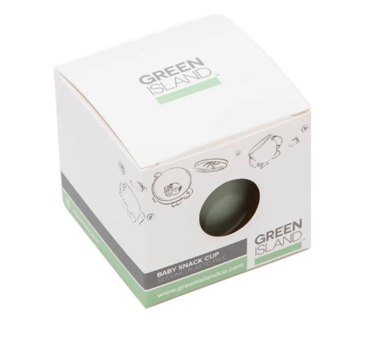Baby weaning snack cup in green fully boxed