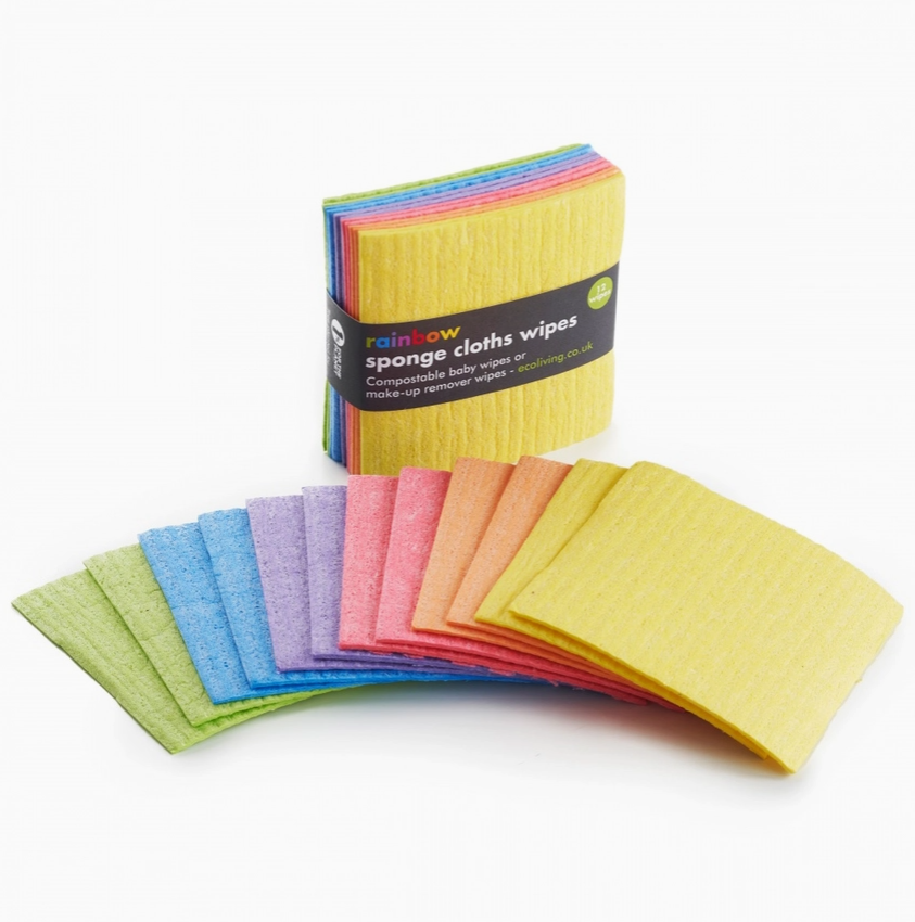 12 Mini Rainbow Sponge Cloth Wipes