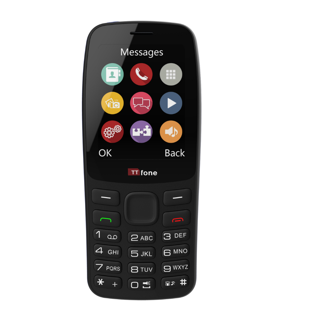 TTfone TT175 2.4inch UK Sim Free Dual Sim Basic Simple Feature Mobile Phone Unlocked with camera Torch Media Games with Mains Charger