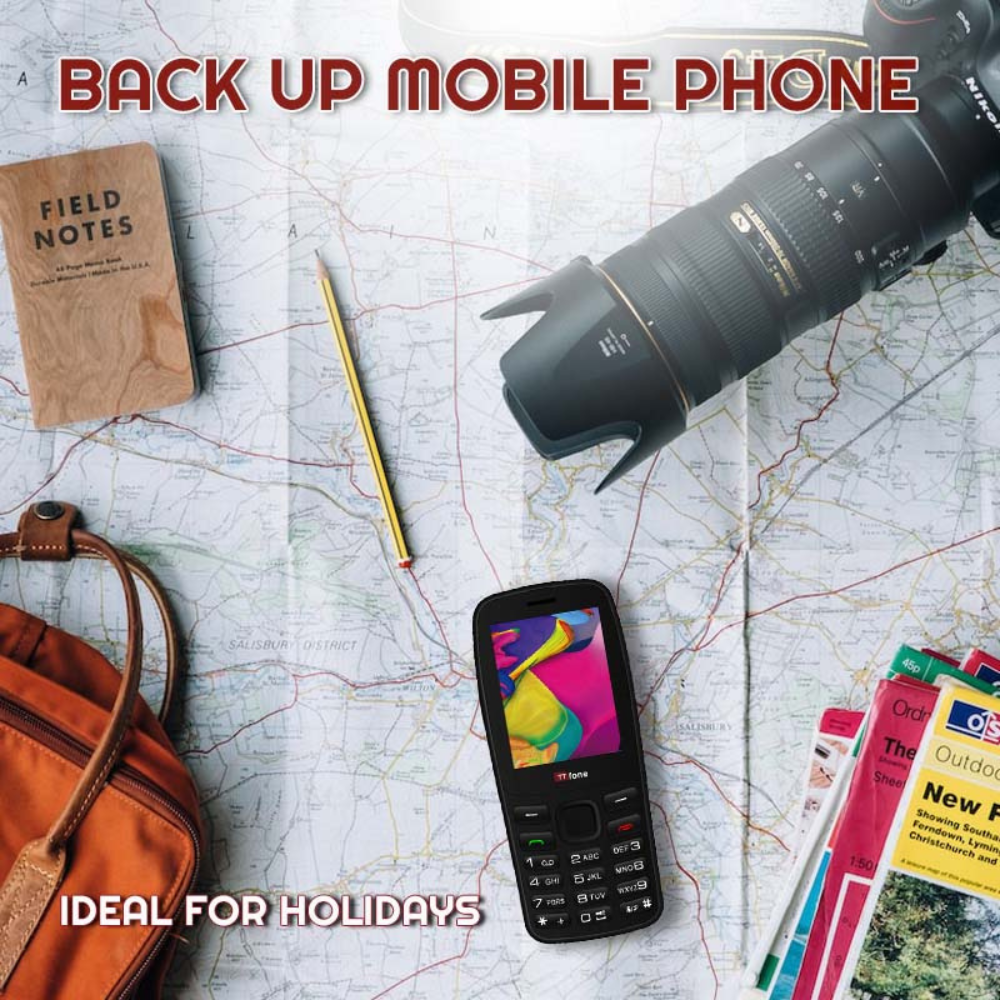 TTfone TT175 2.4inch UK Sim Free Dual Sim Basic Simple Feature Mobile Phone Unlocked with camera Torch Media Games with Mains Charger