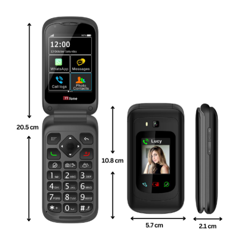 TTfone TT970 Whatsapp 4G Touchscreen Senior Big Button Flip Mobile Phone - With 8MP Camera and Hearing Aid Compatible - Easy and Simple to Use EE Pay as you go
