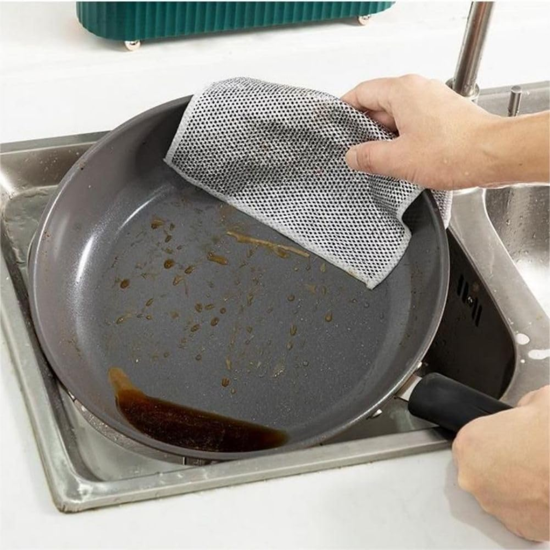 Double-Sided Stainless Steel Wire Dishcloths – Non-Scratch, Heavy-Duty Cloths | 10 Pack