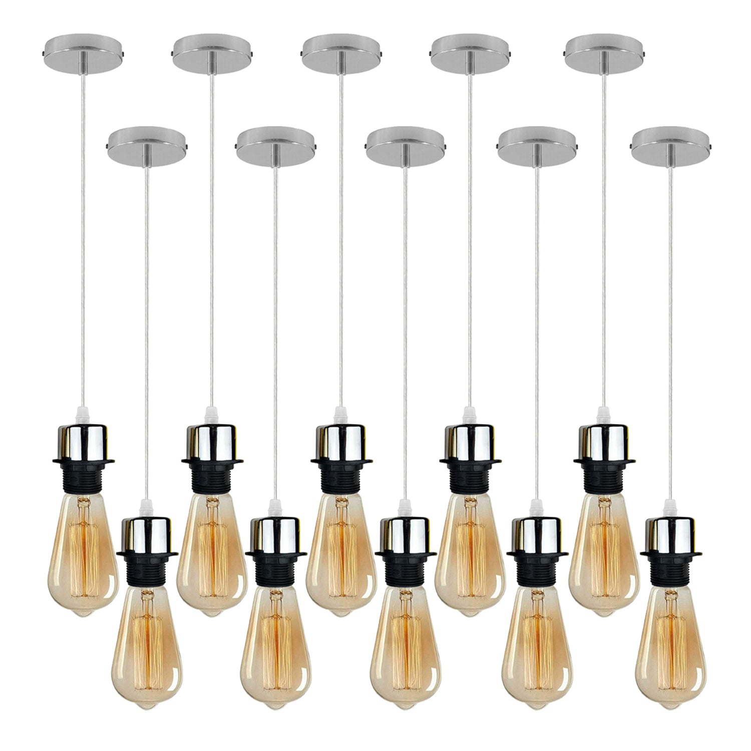 10 Pack Vintage E27 Pendant Light Holders with Adjustable 95cm Cable