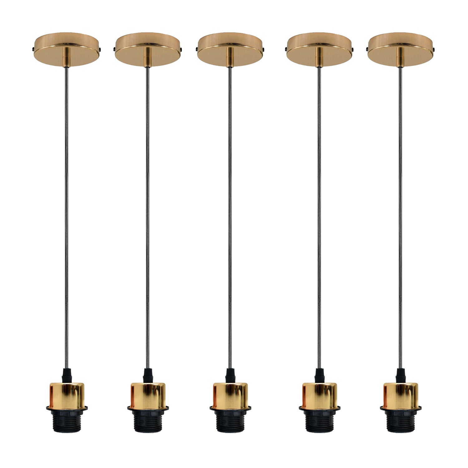 5 Pack Vintage E27 Pendant Light Holders with 95cm Cable