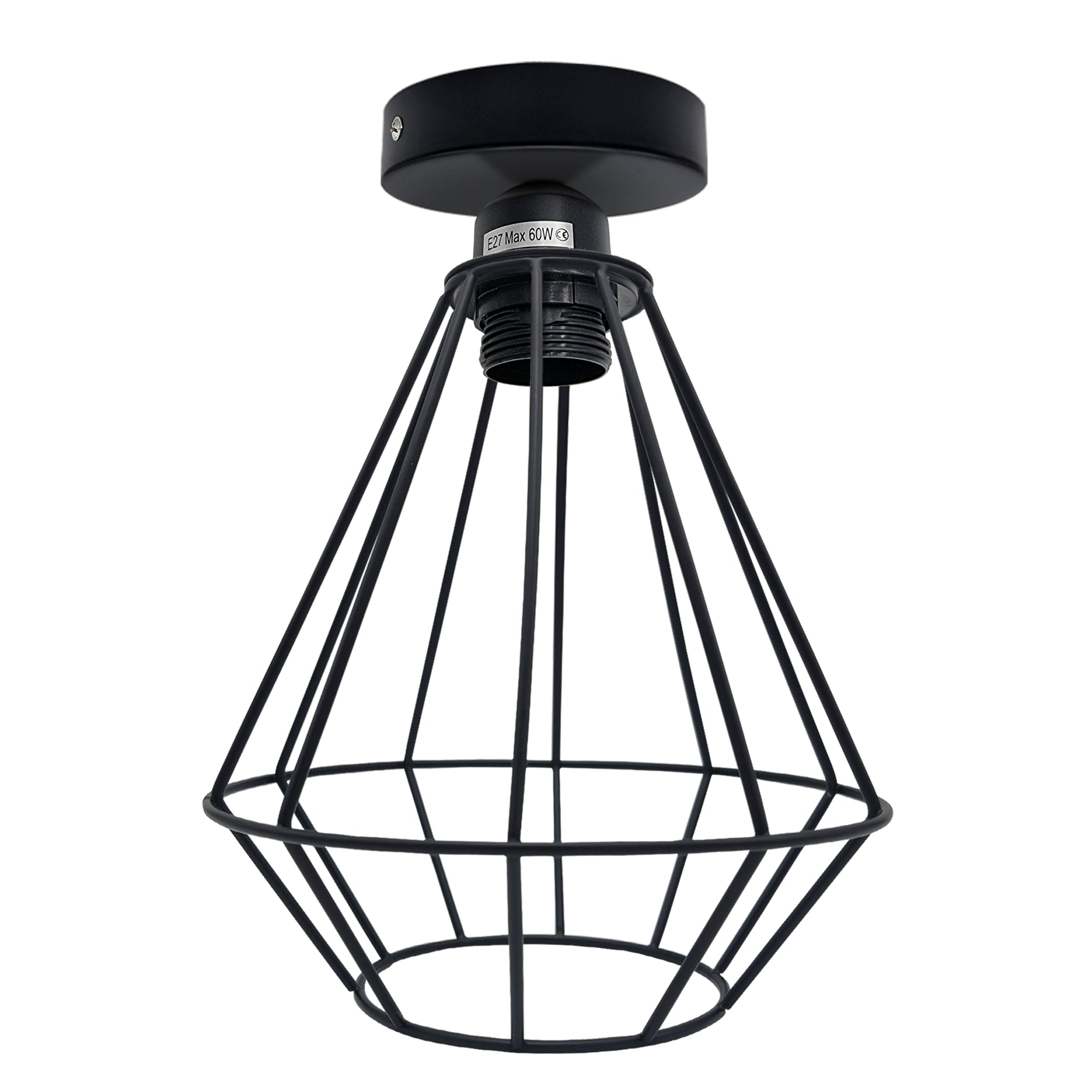 Vintage Industrial Geometric Wire Cage E27 Ceiling Light Holder, 60W