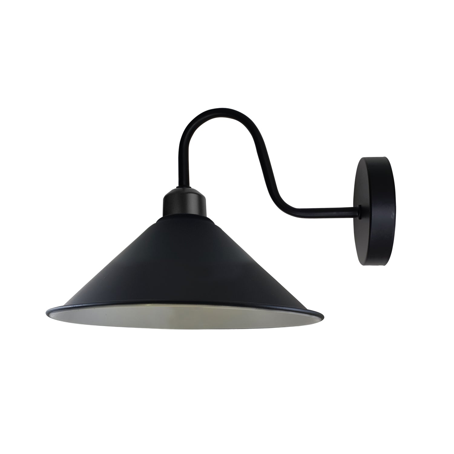 Black Vintage Wall Sconce, E27 Socket, Swan Neck Cone Shade