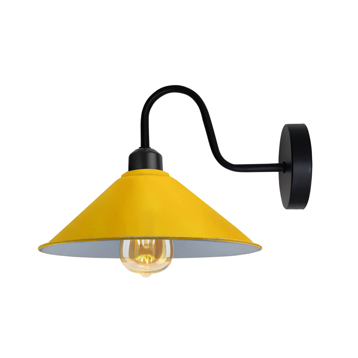 Vintage Black Swan Neck Wall Sconce, E27 Cone Shade, Indoor