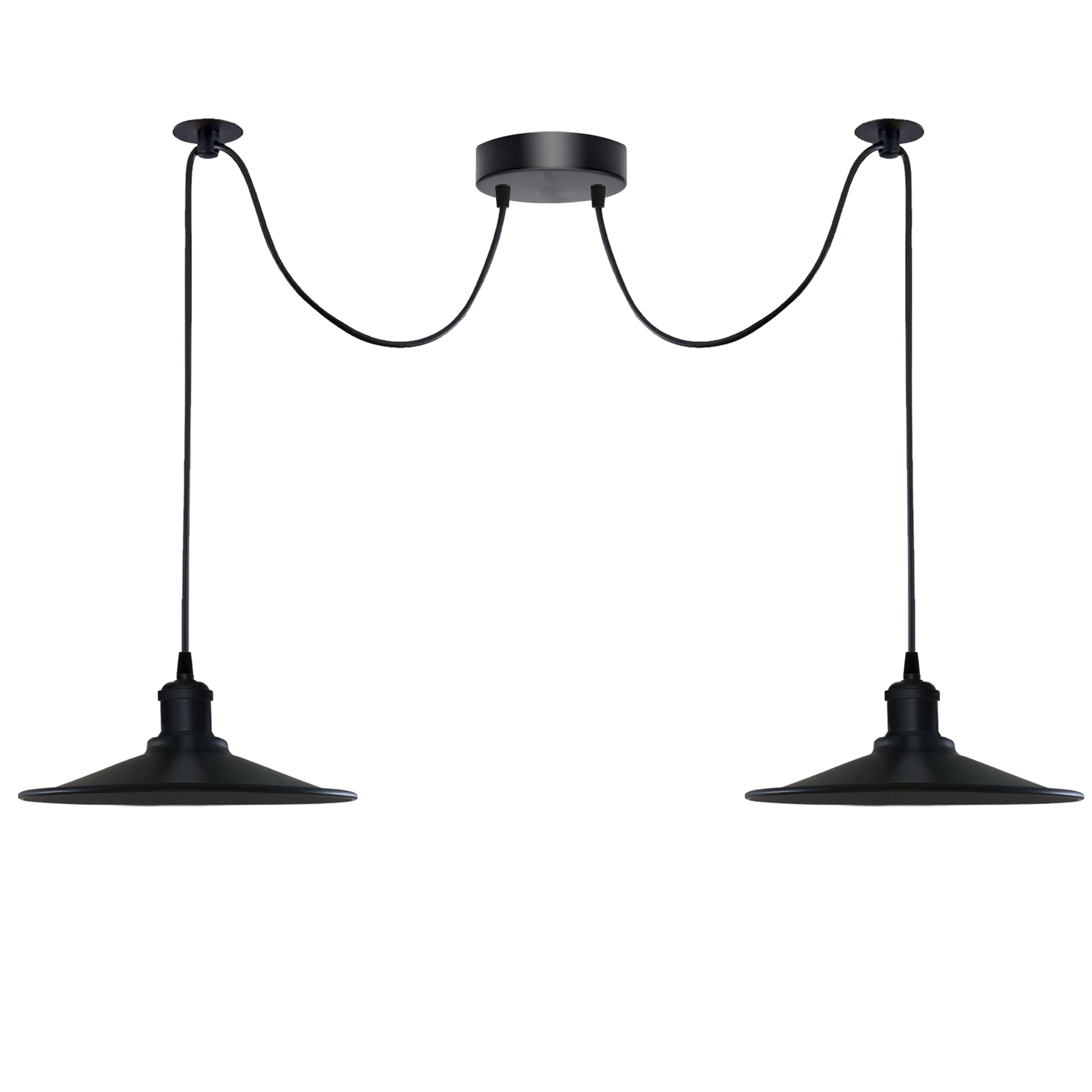 Black Vintage 2-Head Cone Shade Pendant Light with Adjustable Cord