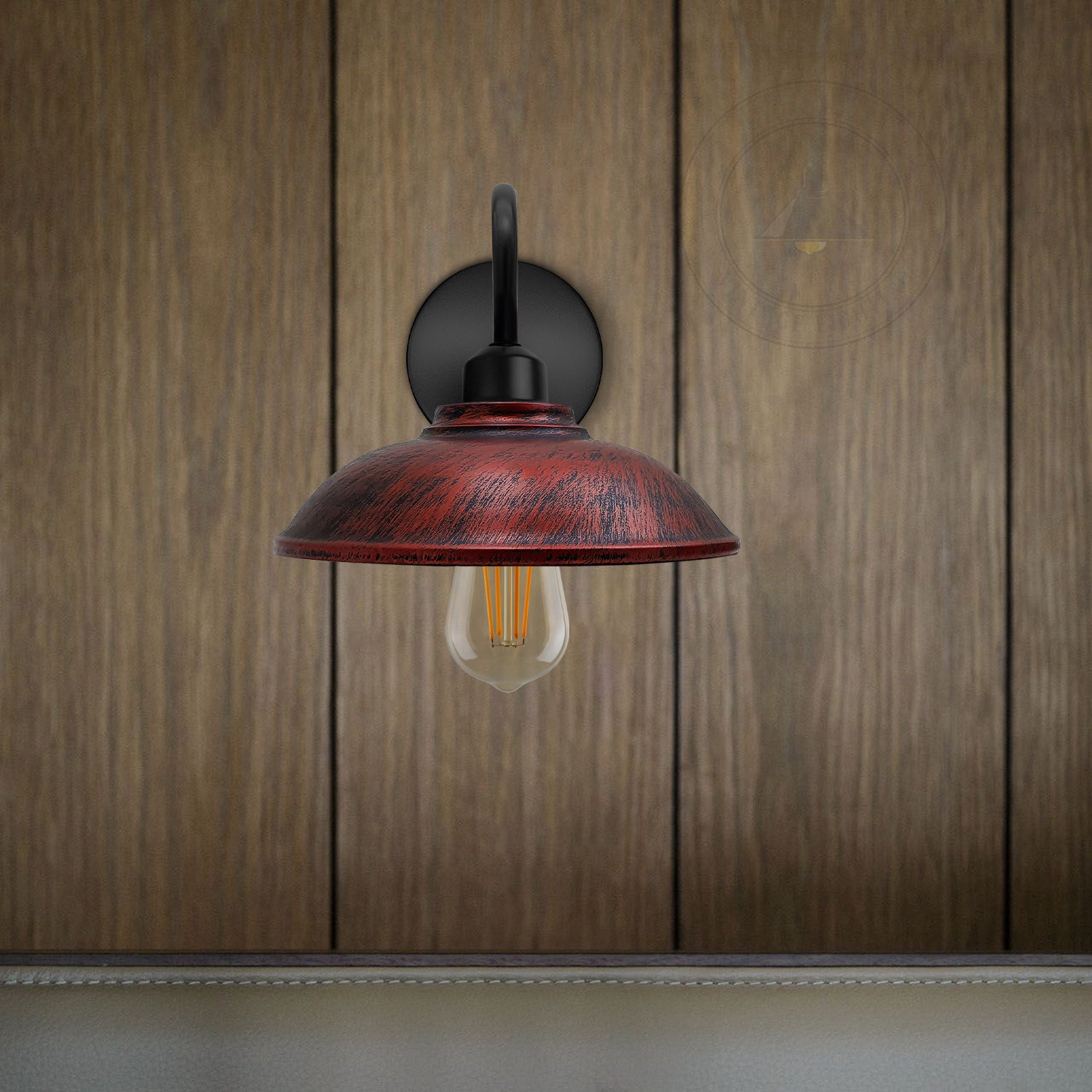 Vintage Rustic Red Wall Sconce, E27 Base, Indoor Dimmable Light