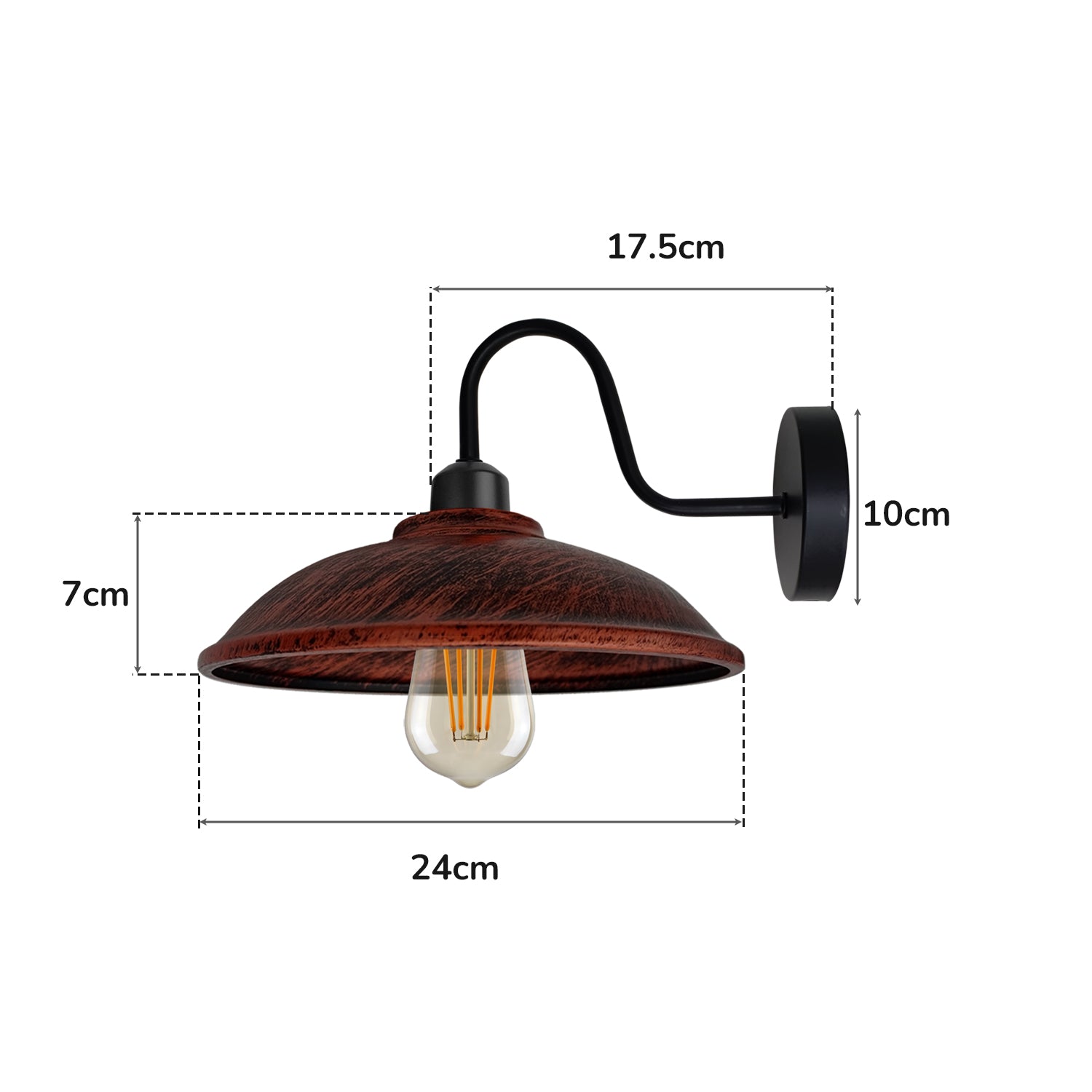 Vintage Rustic Red Wall Sconce, E27 Base, Indoor Dimmable Light